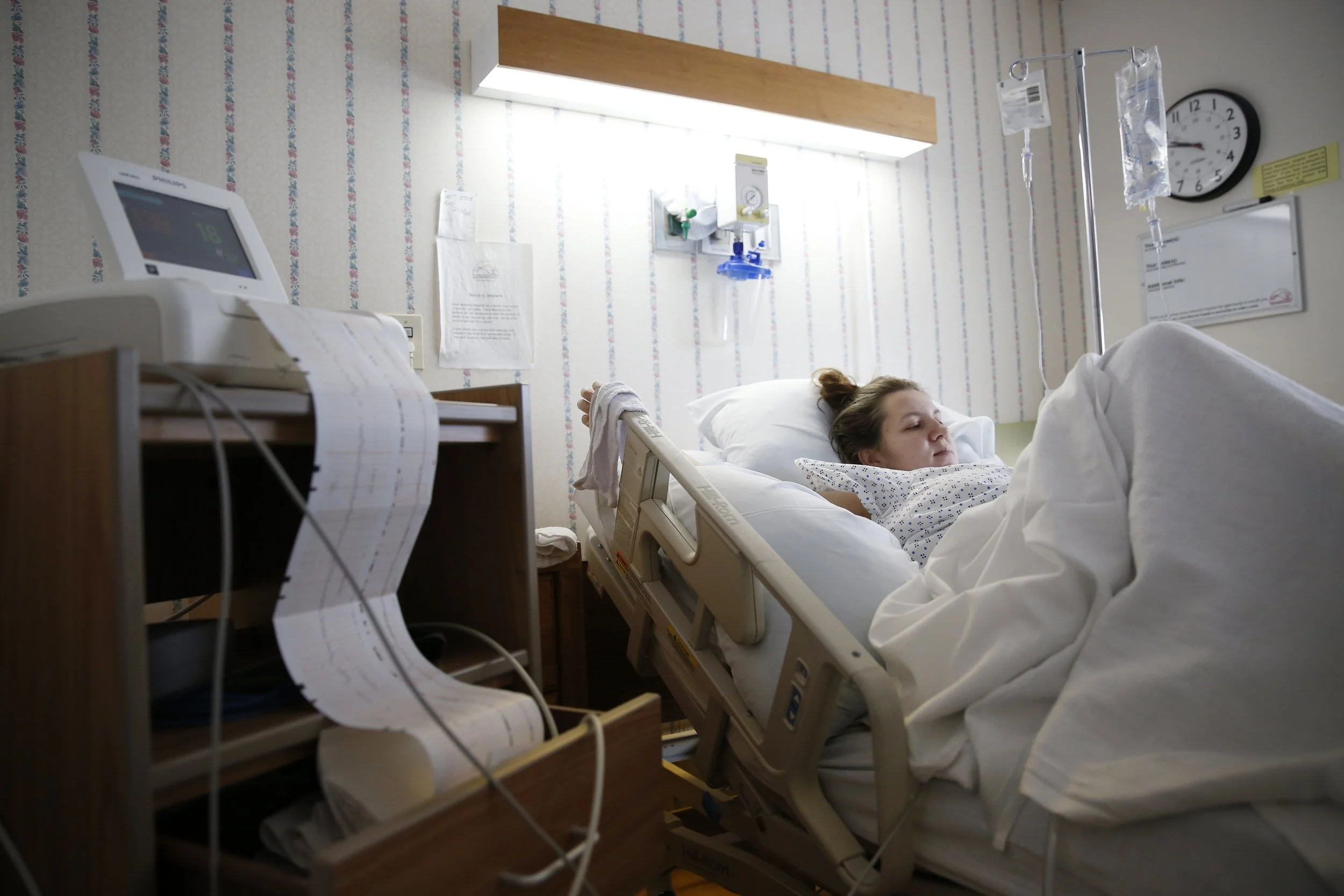 Brittany Walters, 28, waits to deliver her sixth child.