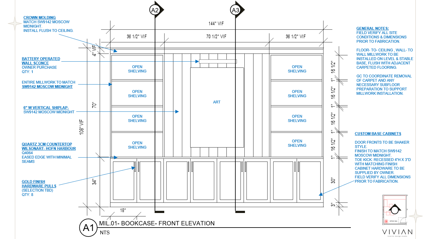 Bookcase Millwork Drawing