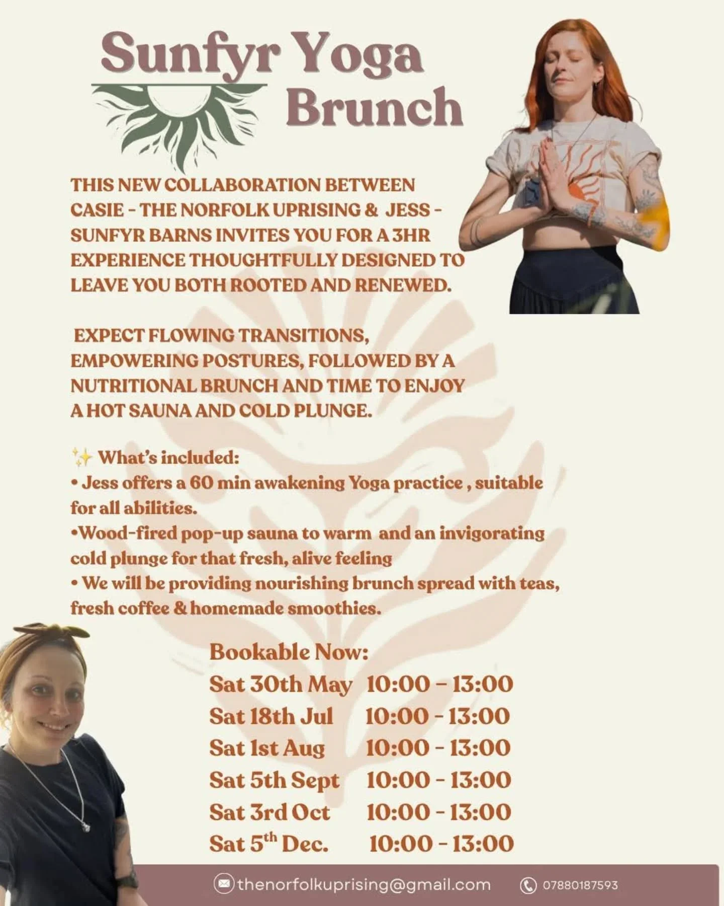 Sunfyr Yoga Brunch with @thenorfolkuprising 

Join us for a nourishing reset, monthly Saturdays, 10am-1pm. 🫶🏼🙏🏼

Still time to join or check out our other bookable dates. Link in bio, book via the website. Events>Yoga Brunch 

#norwichyogaeven