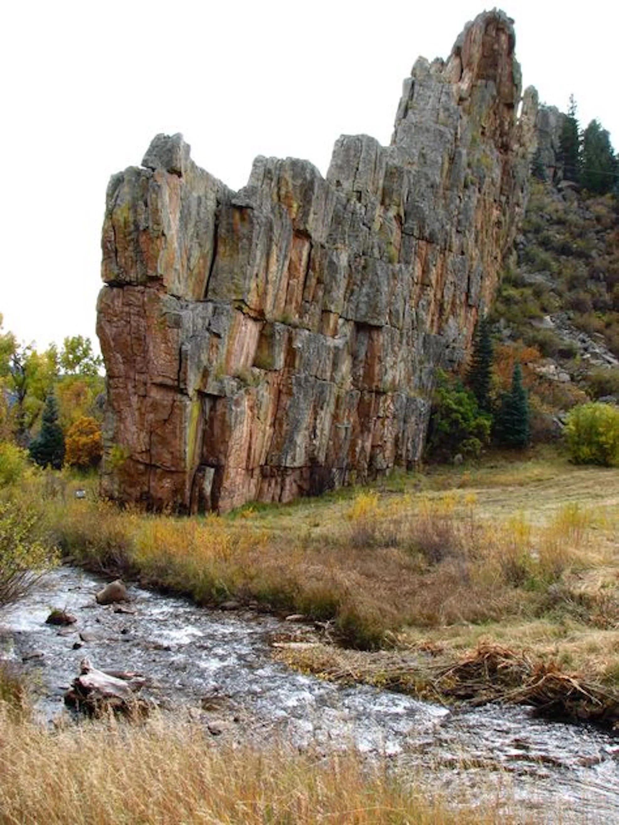 Rock formation and stream in Huerfano County