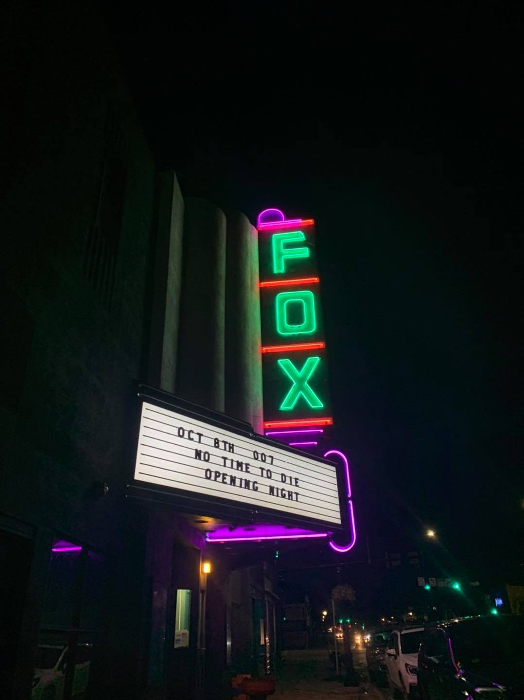 Fox Theatre marquee at night