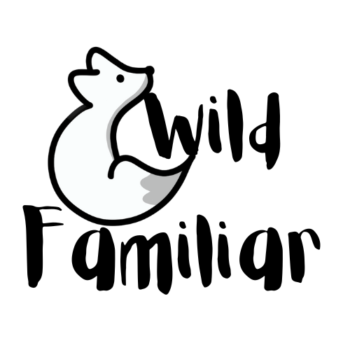 A cartoon mouse with the words "Wild Familiar" in playful black font.