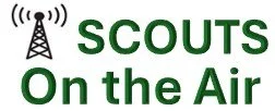Logo with radio tower icon and the text 'SCOUTS On the Air' in green.