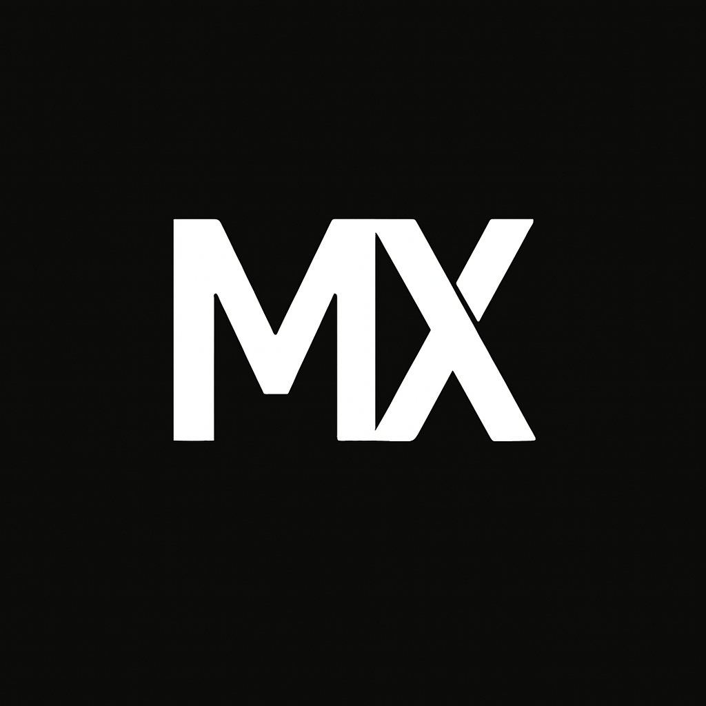 White "MX" Mashkoori Ventures logo on a black background