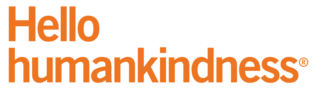 "Hello humankindness" in orange text