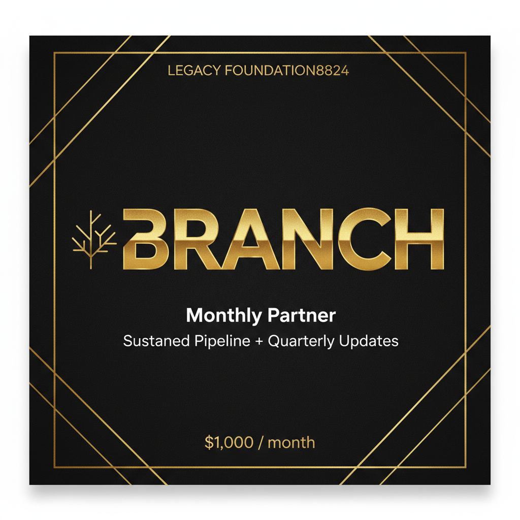 BRANCH Monthly Partner — $1,000/month  Sustained Pipeline + Quarterly Update
