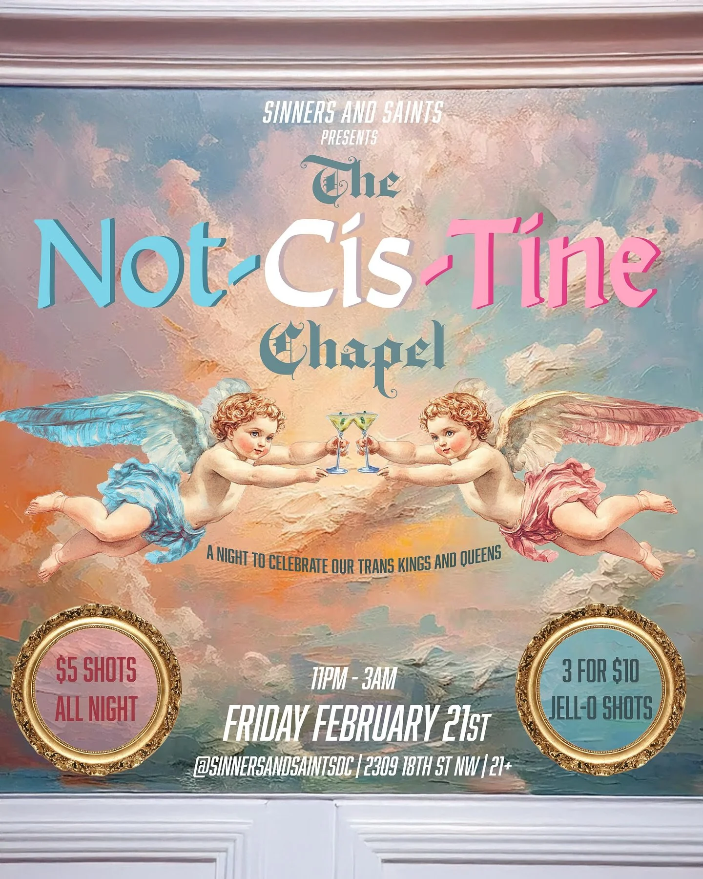 Welcome back to The Not-Cis-Tine Chapel&mdash;where the only thing holier than thou is the vibe, and the only thing getting judged is the shots competition at the bar. ✨⛪️

Join us at @sinnersandsaintsdc for a night of queer divinity, blasphemous bea