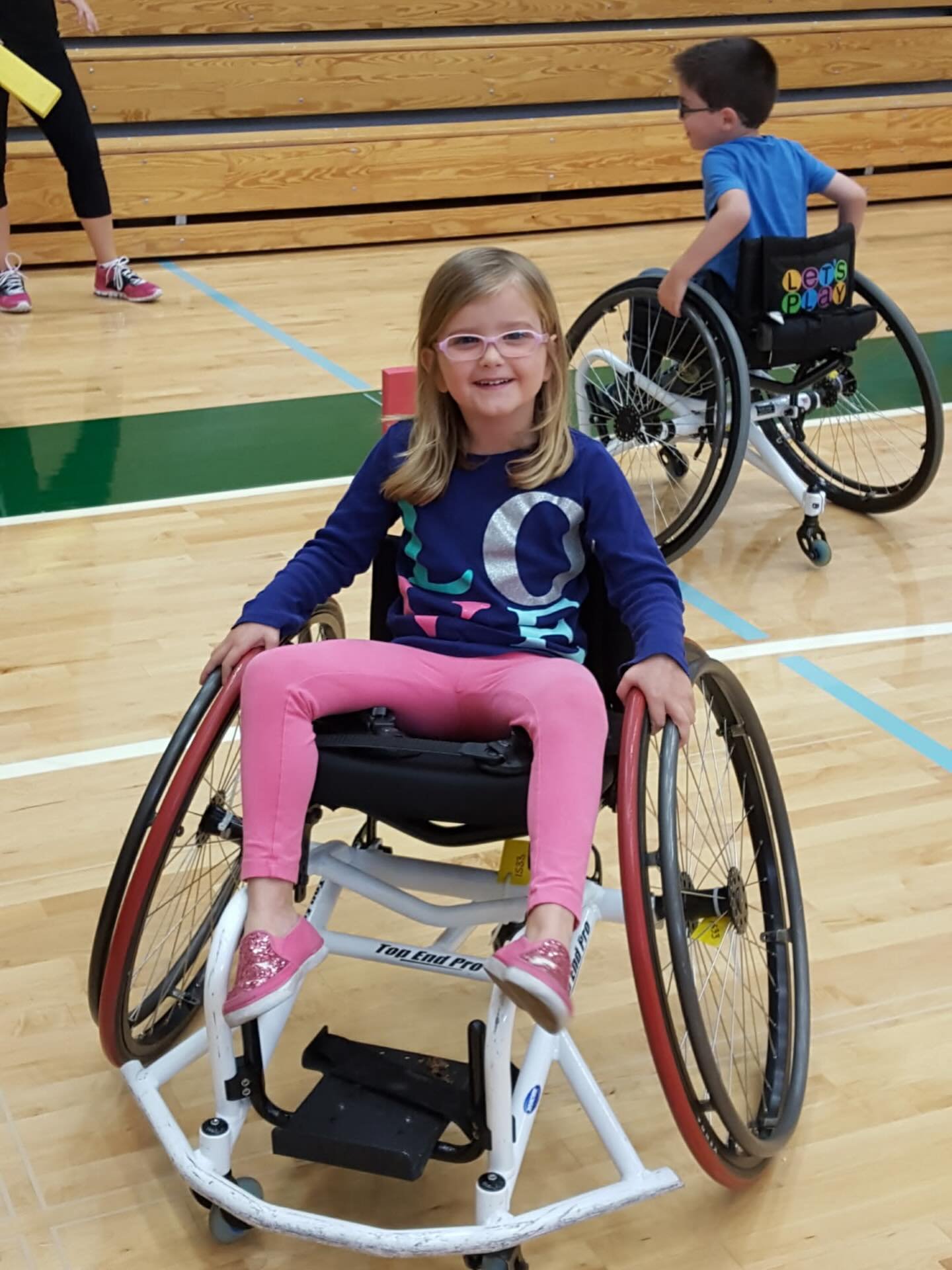 Fall 2016 🍂 During a Let&rsquo;s Play training, our Director of Games, Andrea Carey, snapped this photo of her daughter in a basketball sports chair. She attended this event with Marni, now one of our incredible sport partners. A beautiful full-circ