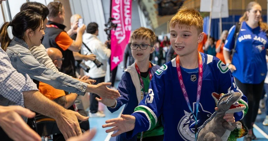 Our PLAY Stream opening ceremonies today were FULL of energy and fun! We are so glad to have welcomed 219 student athletes at Richmond Olympic Oval for Day 1 of the inaugural OneAbility Games! A huge thank you to Alec Dan from Musqueam Nation for off