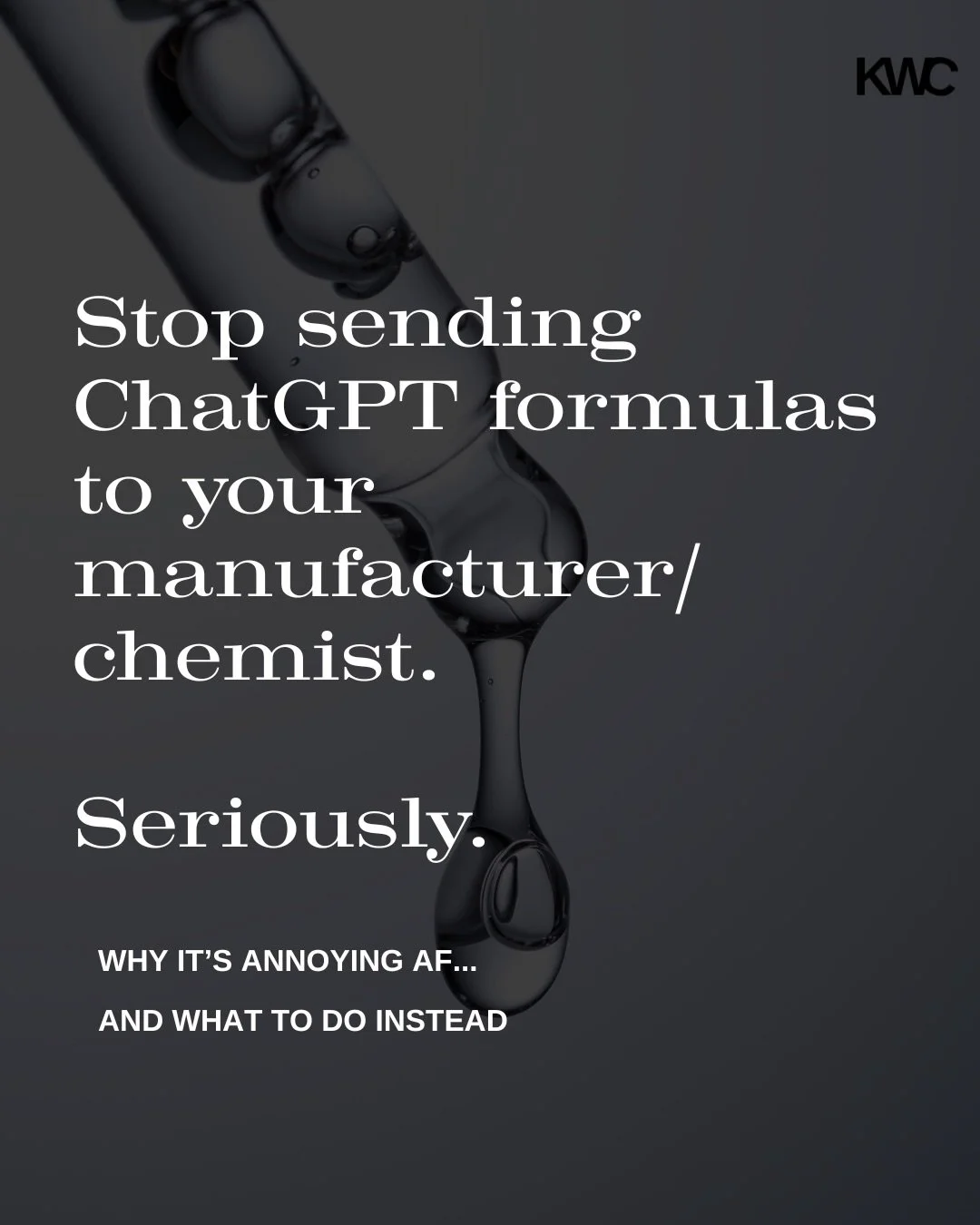Sometimes founders send a manufacturer a ChatGPT formula because they&rsquo;re trying to &ldquo;look prepared.&rdquo;
 But here&rsquo;s the real truth: you don&rsquo;t need to prove yourself with an AI-generated INCI list.
 You need clarity. 
You nee
