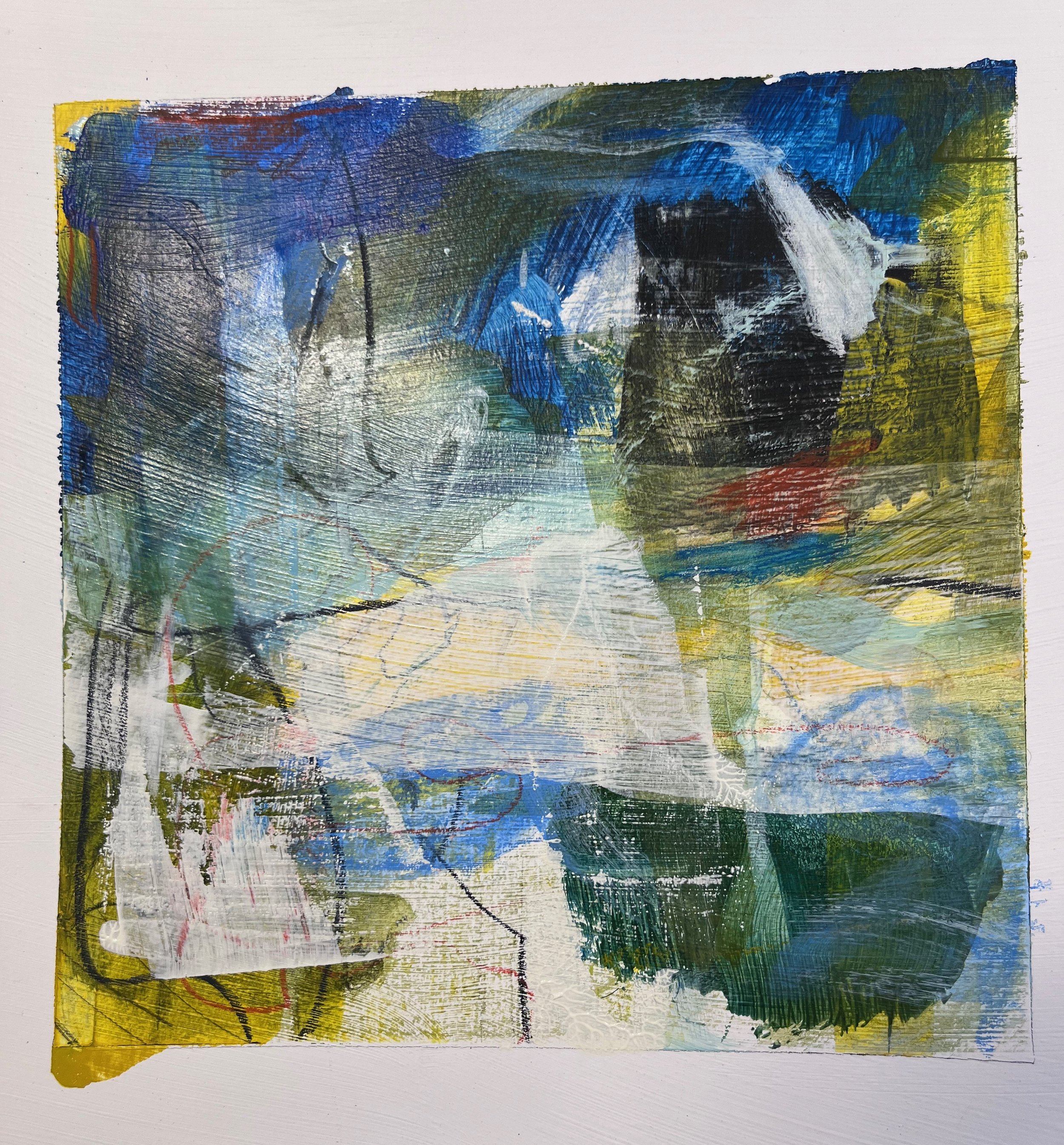 “Abstract II” 8” x 8” acrylic on paper - SOLD