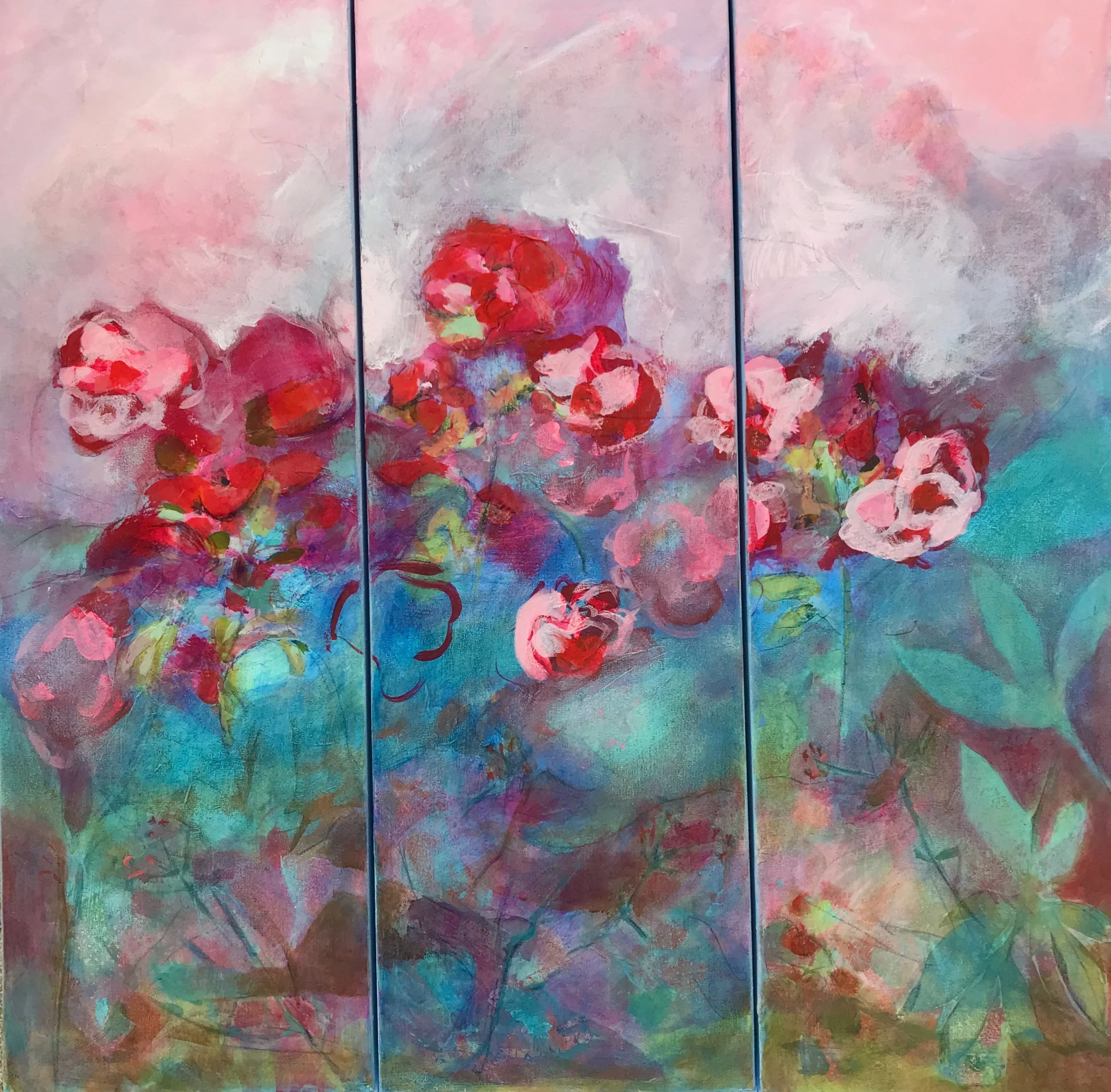 Her Presence (Triptych)
36”x36” acrylic mixed media on canvas