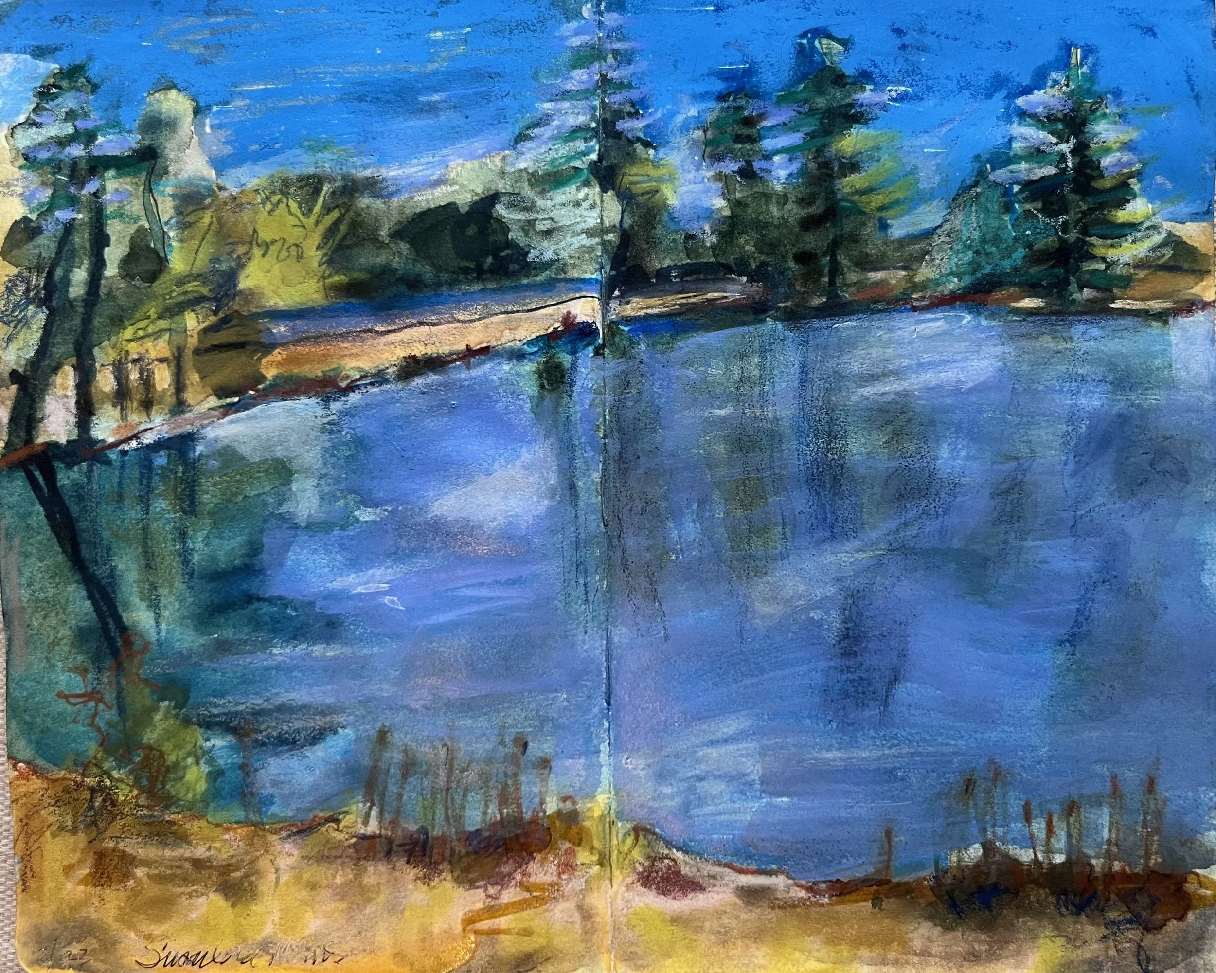 Oak Point Farm Sketch 5”x7” mixed media