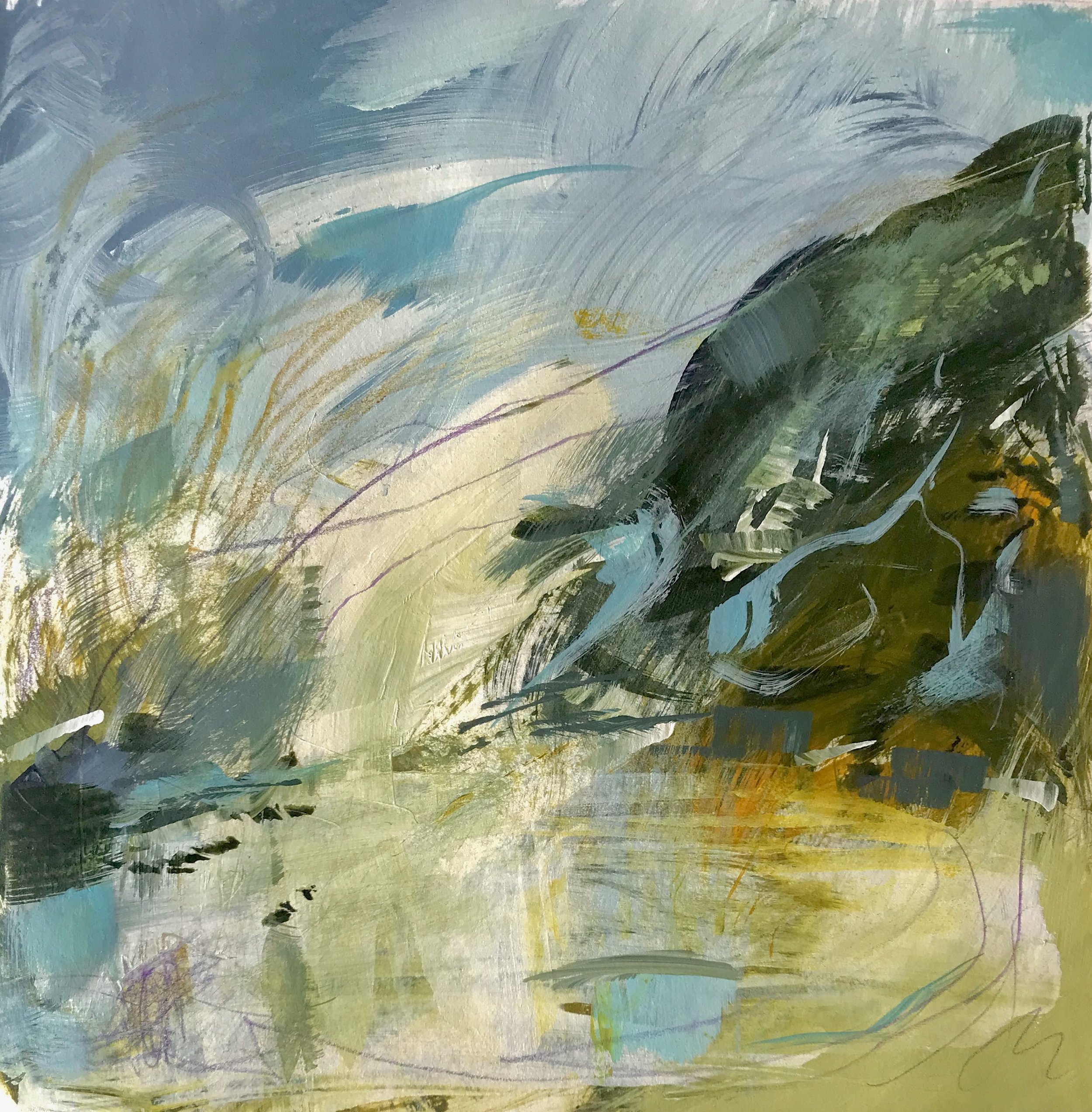 Oak Point Farm Sketch One 8” x 8” acrylic on paper