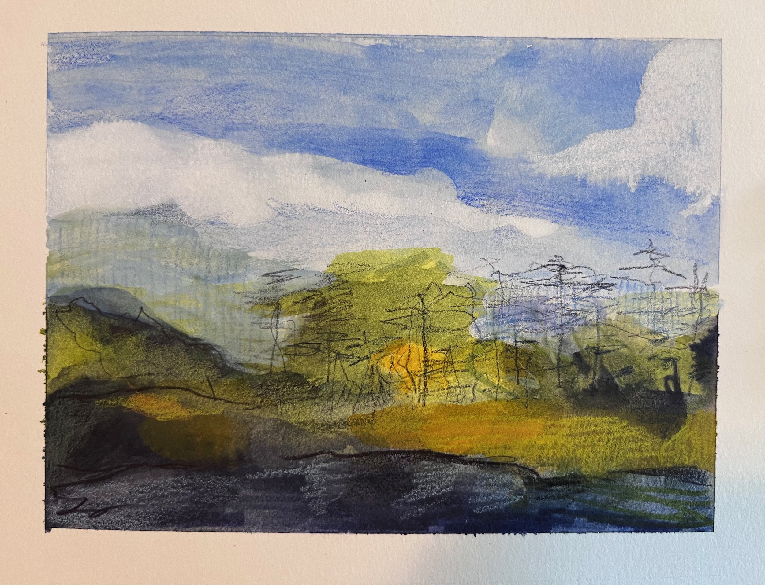 Tree Line 5” x 7” Mixed Media on
Watercolor Paper