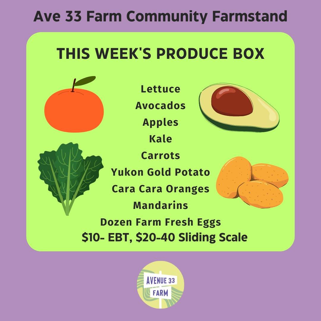 In this week's boxes are deliciously sweet mandarins, more citrus, and some old reliable vegetables.

Reserve through the link in our bio or on our site at ave33farm.com. Hope to see you Saturday!