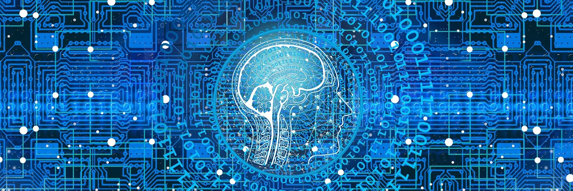 Digital illustration of a human brain within a circuit board