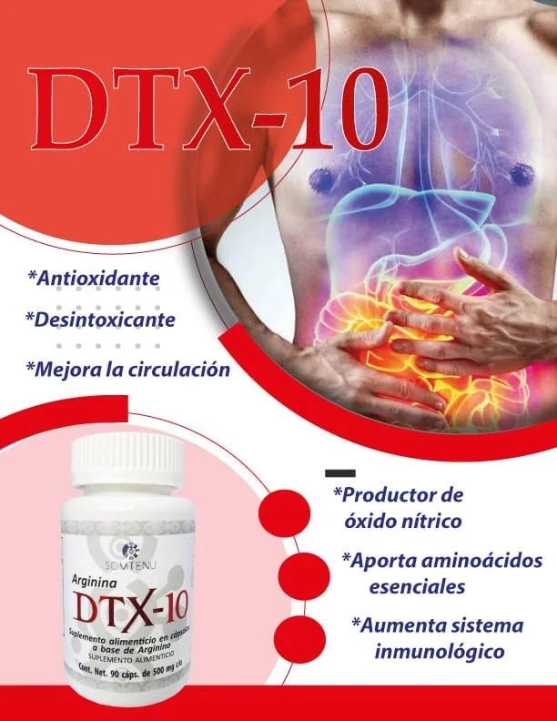 DTX-10 Arginina — 90 capsulas 500 mg
