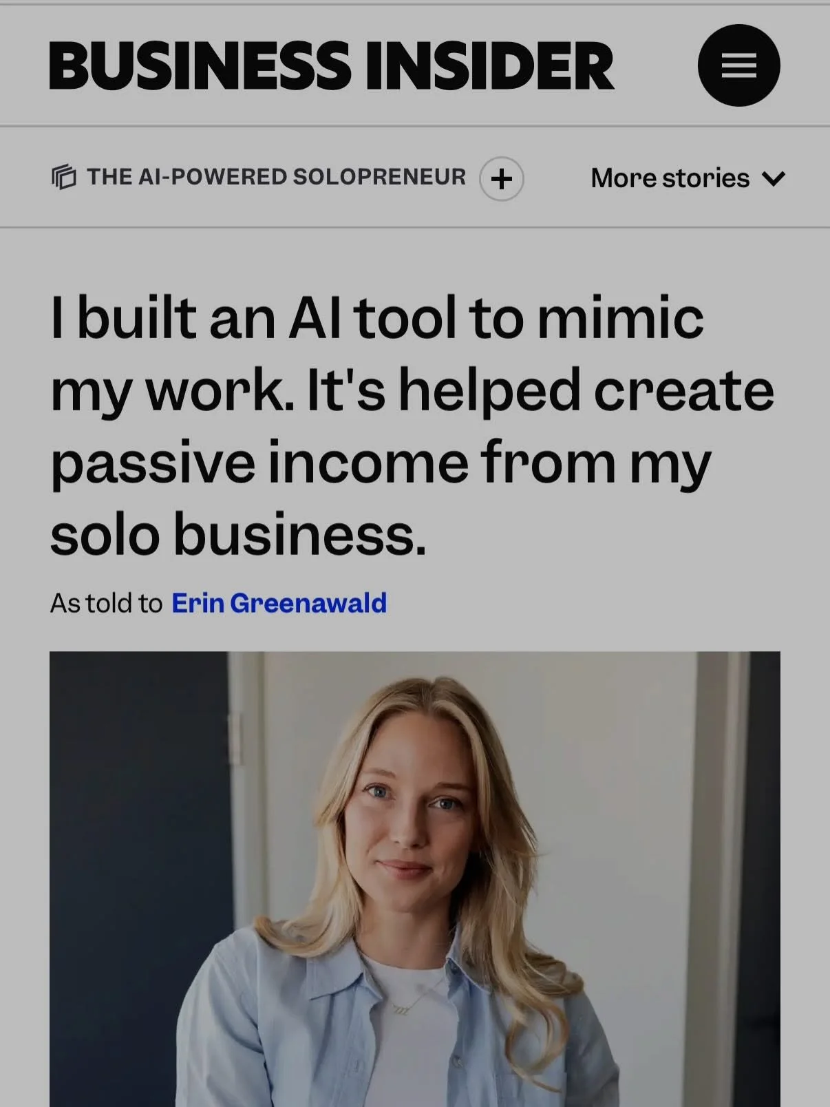 Okay this is so fun to share 😊 
Threshold got featured in Business Insider today. It&rsquo;s the AI app I built for career design, and I want to tell you a little about why. 
I coach people through career pivots for a living. And what I see over and