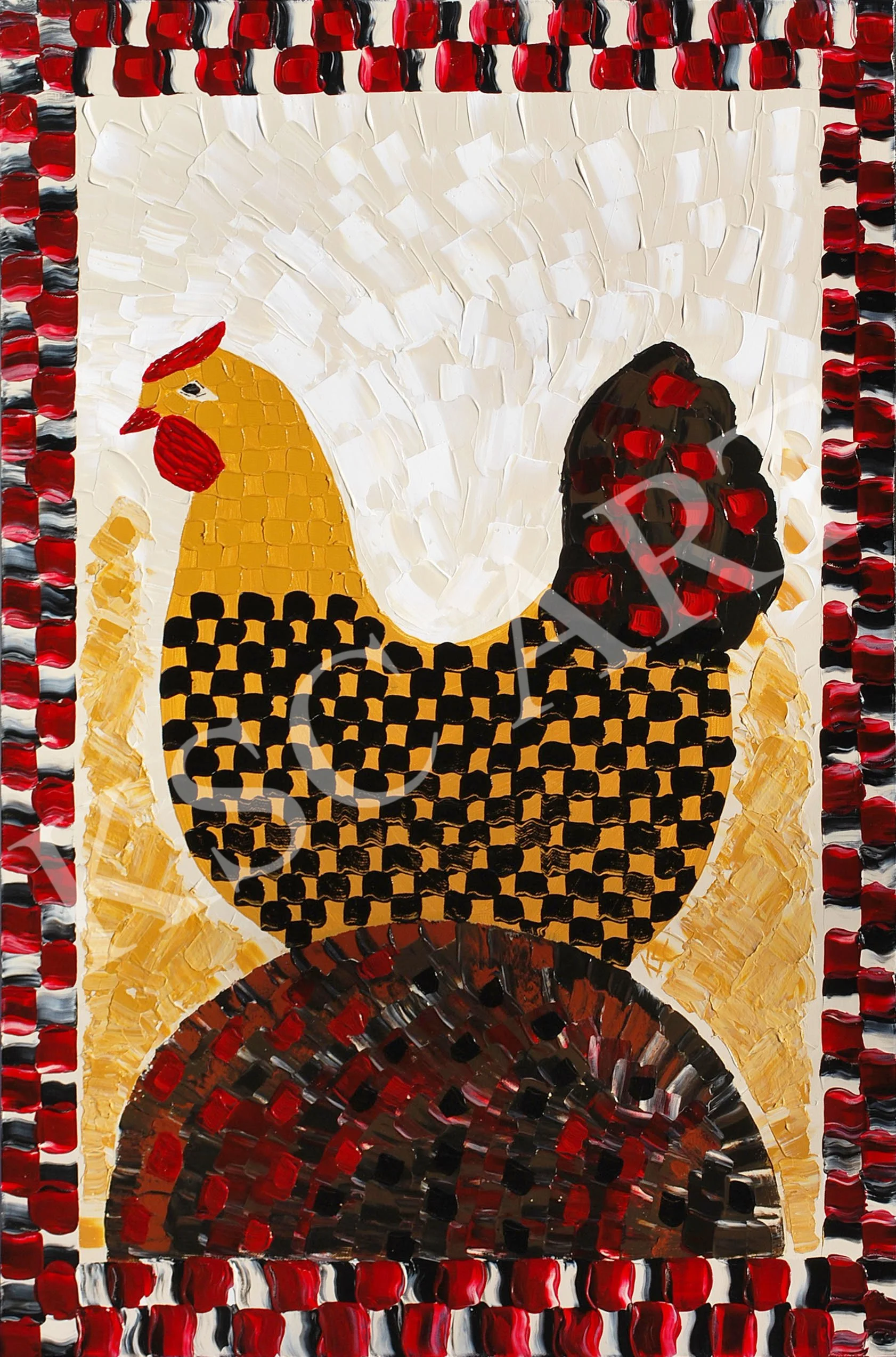 Checkerboard Hen / 36" x 24"