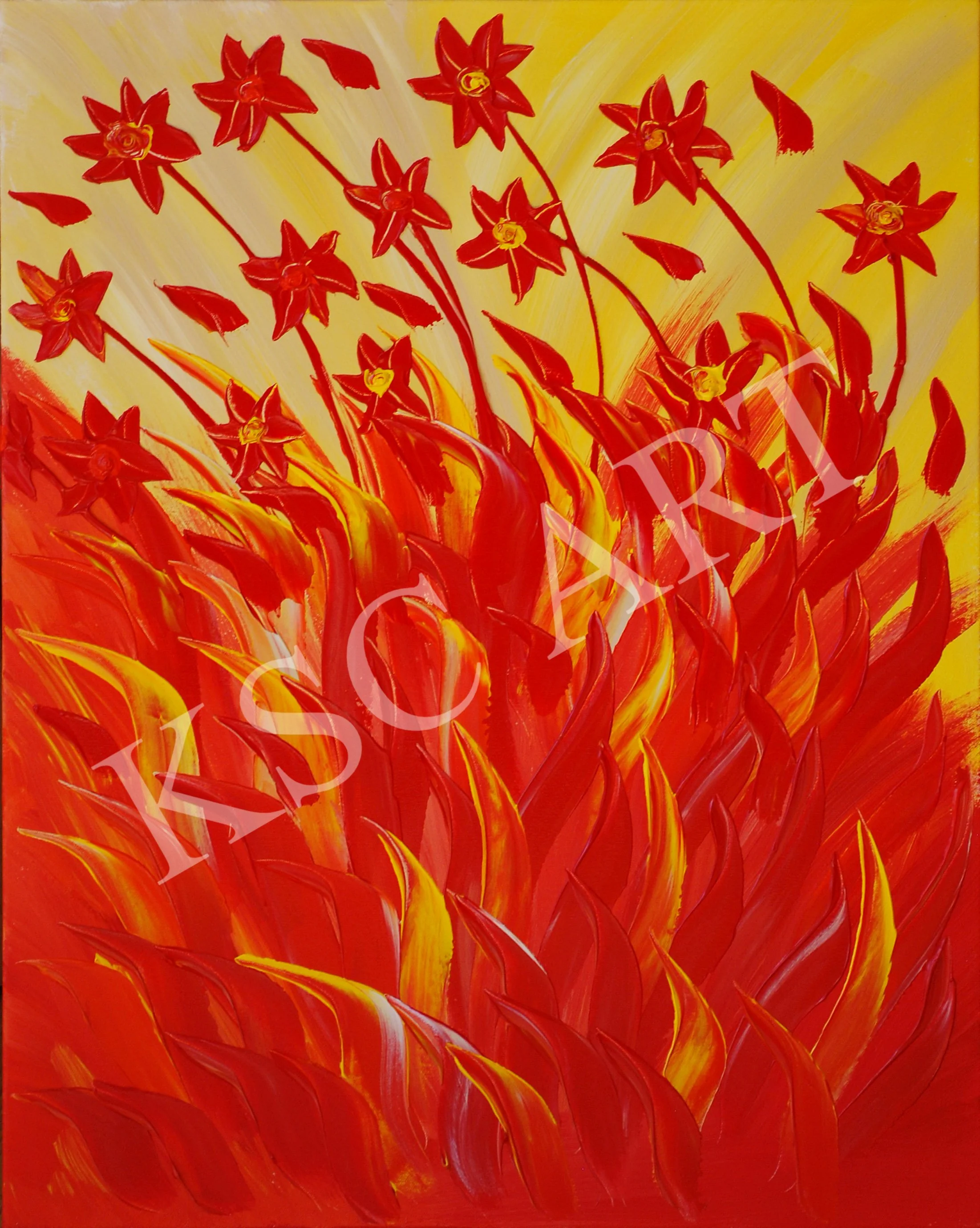 Flaming Flowers / 30" x 24"