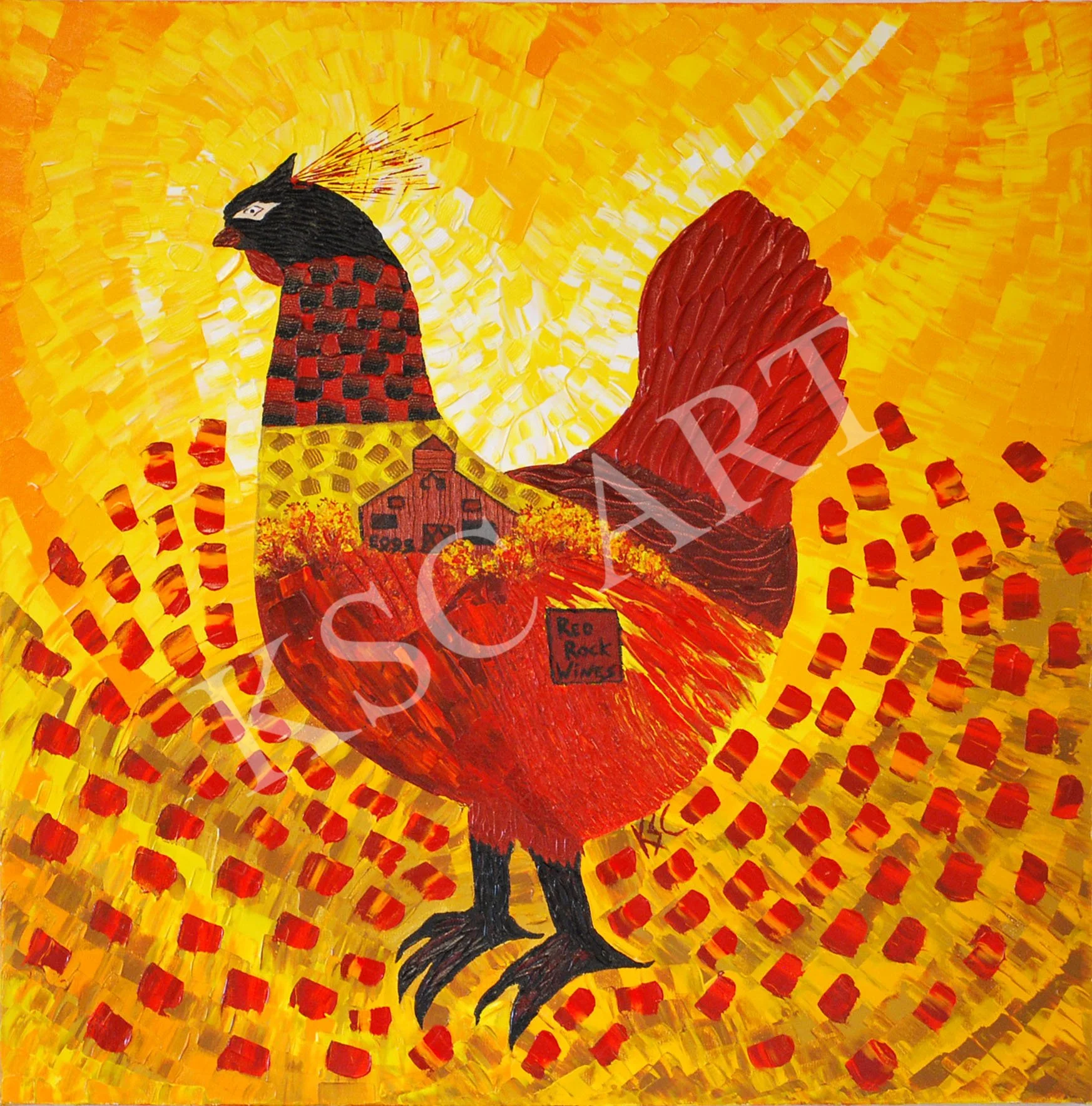 Red Rock Hen / 30" x 30"