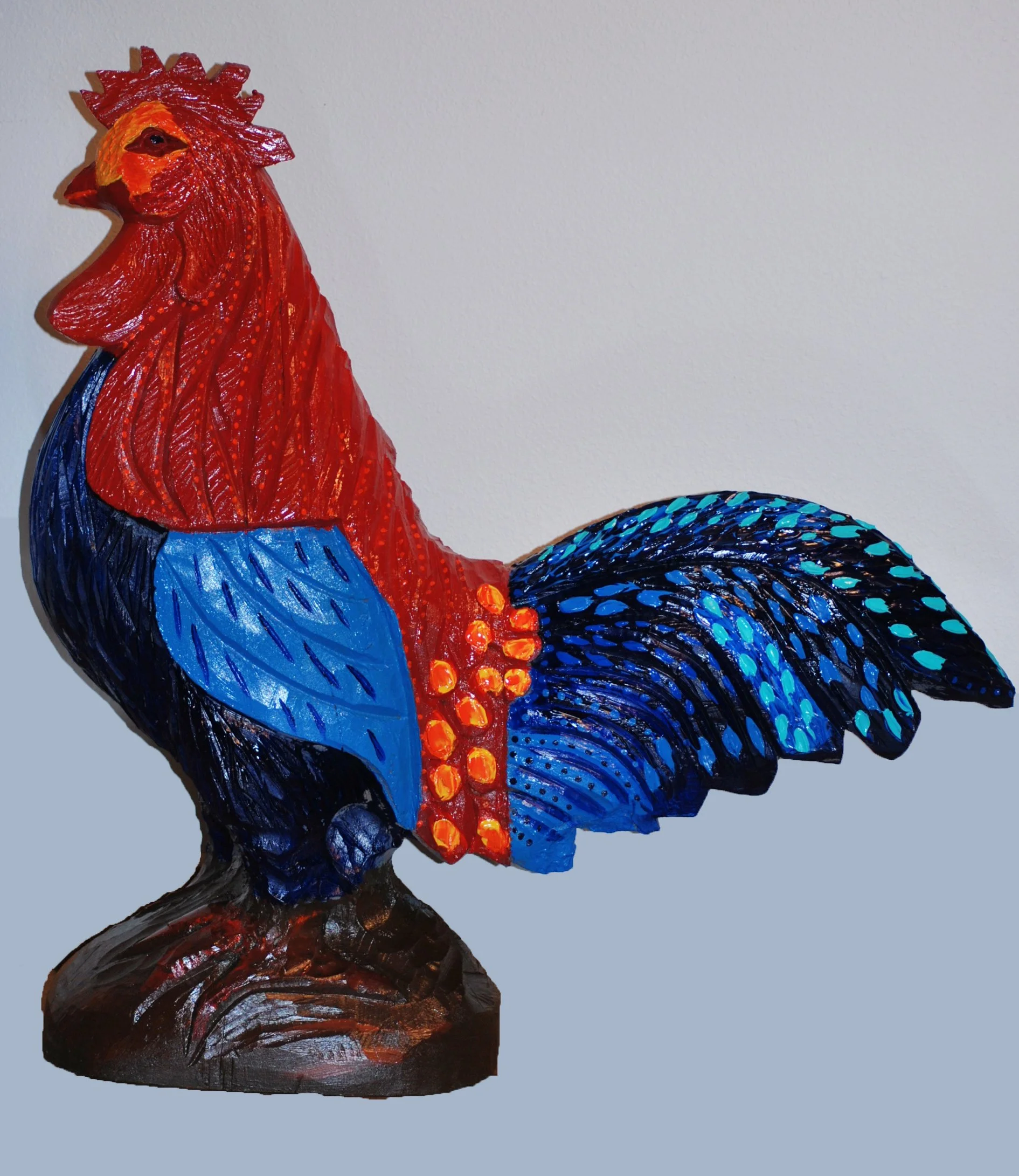 Big Red Wooden Hand Painted Rooster