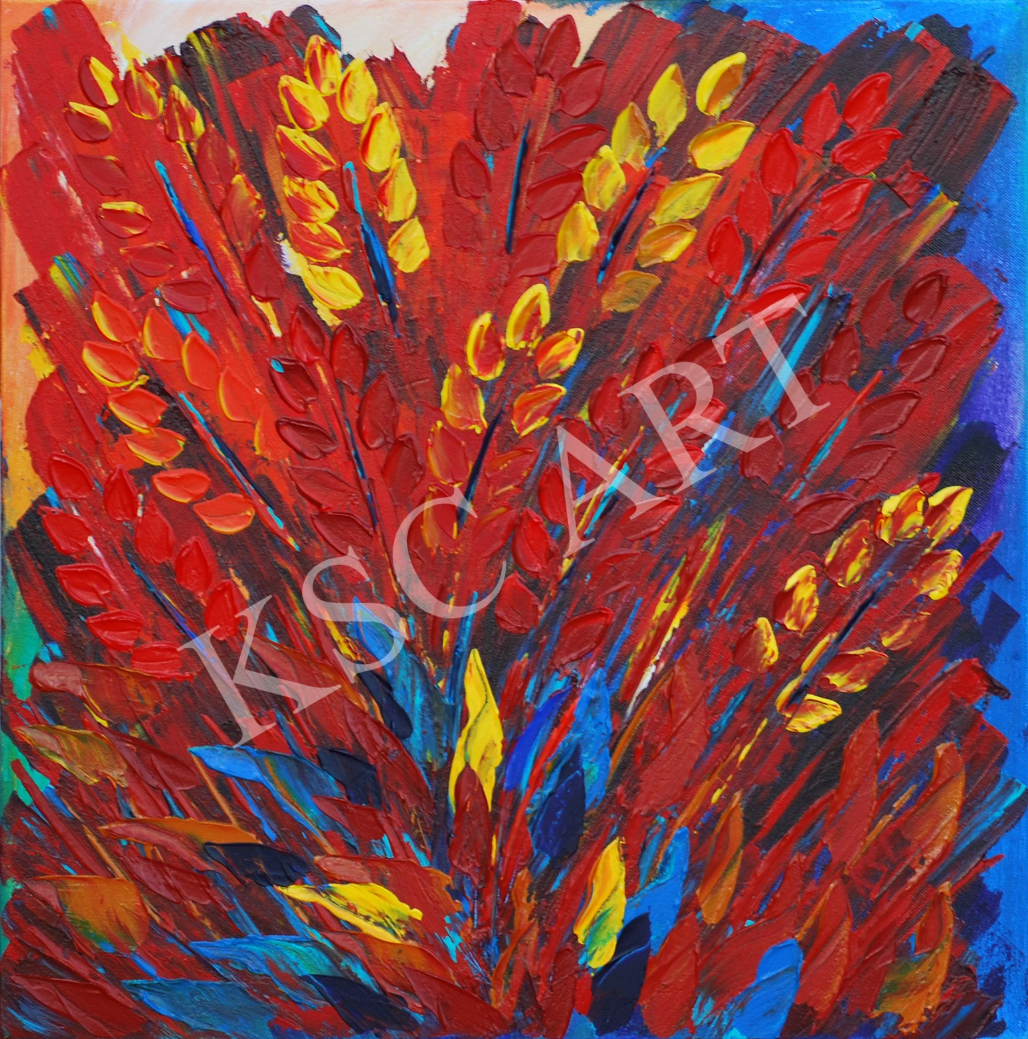 Rojo Red Paintbrush II / 24" x 24"