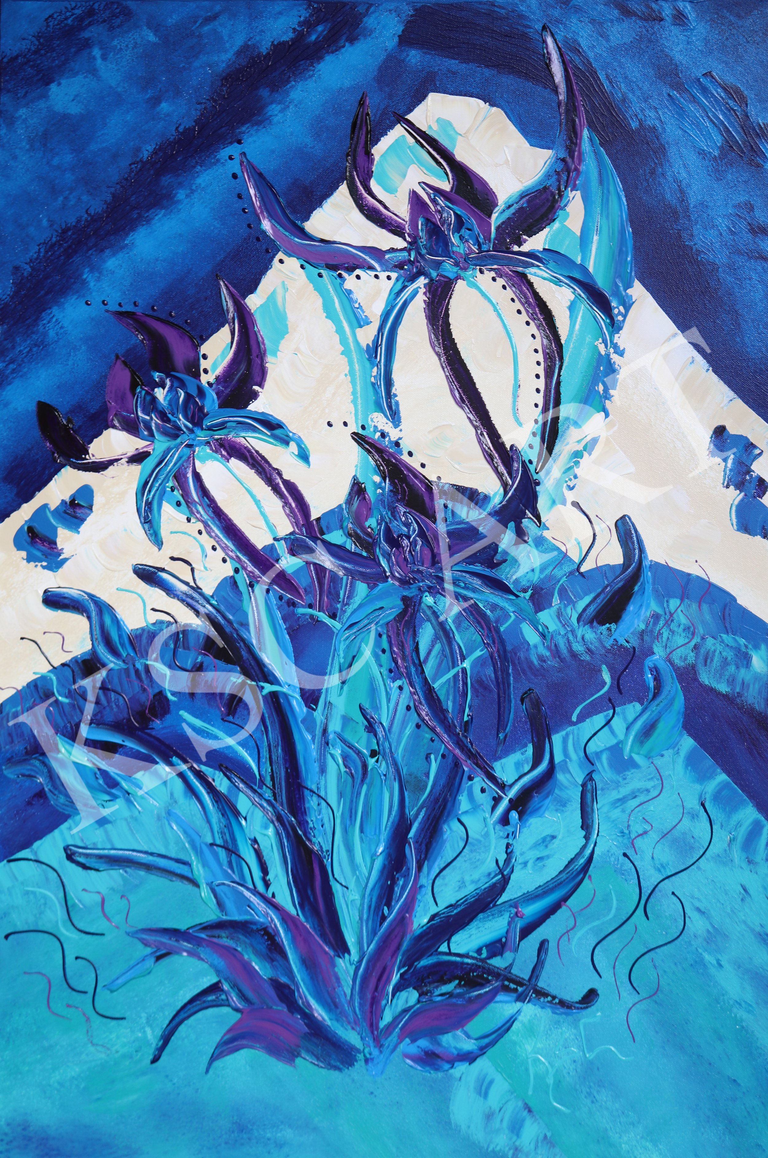 Iris Hope & Mt. Hood / 36" x 24"