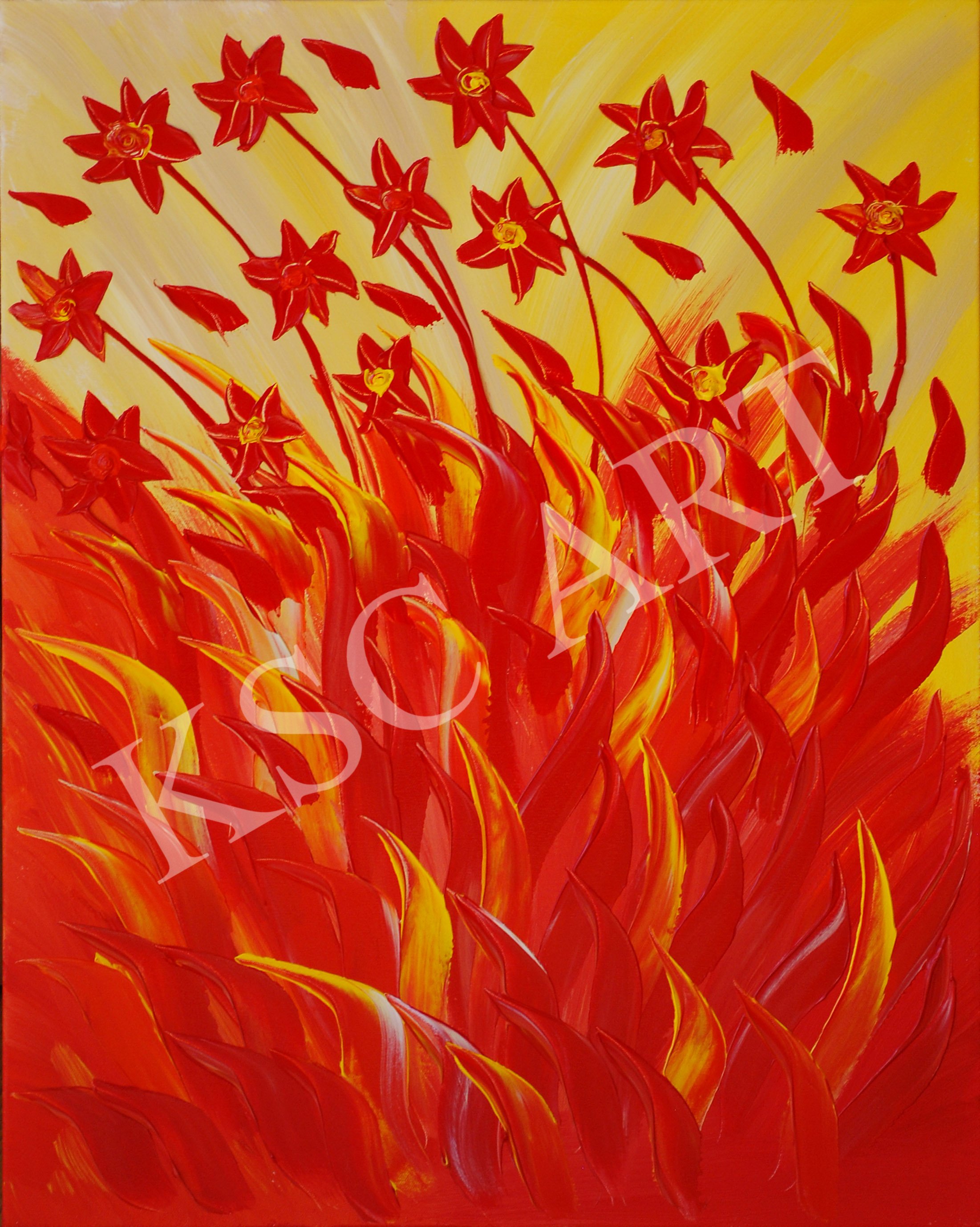 Flaming Flowers / 30" x 24"