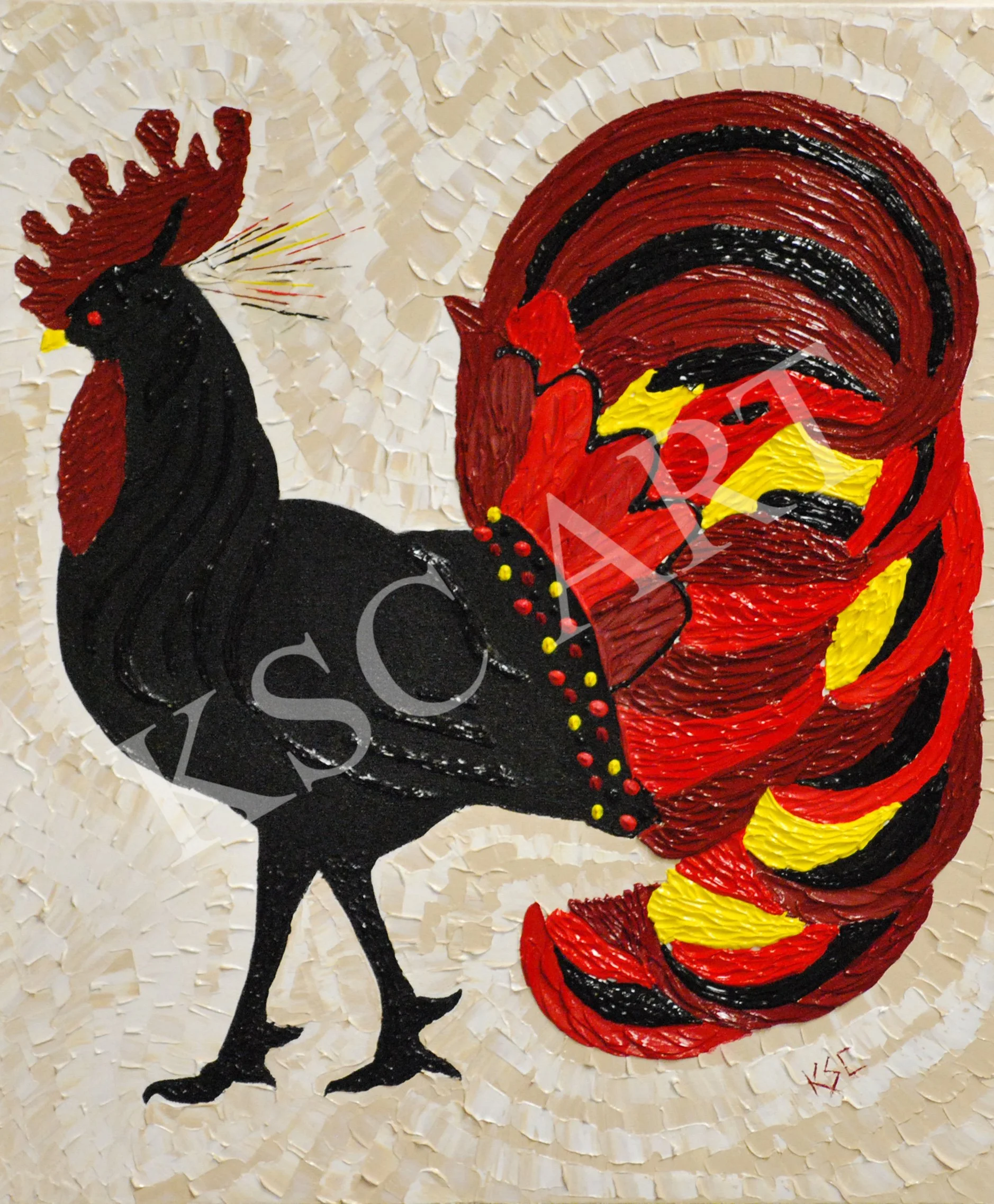 Red Tail Rooster / 24" x 20"