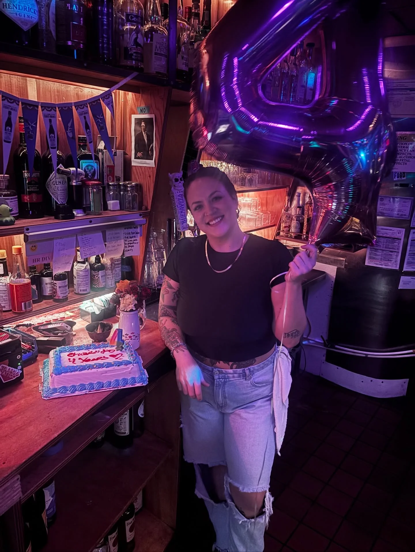 Today marks 4 years behind the stick at thee Lounge for RACHEL! 💗✨ We&rsquo;re honored to call her ours. Cheers to the Queen of chaos control, cocktail magic &amp; good laughs. We love ya, Rach! 🍸💋 @rachelsaysbye 

#family #inglewoodlounge #starte