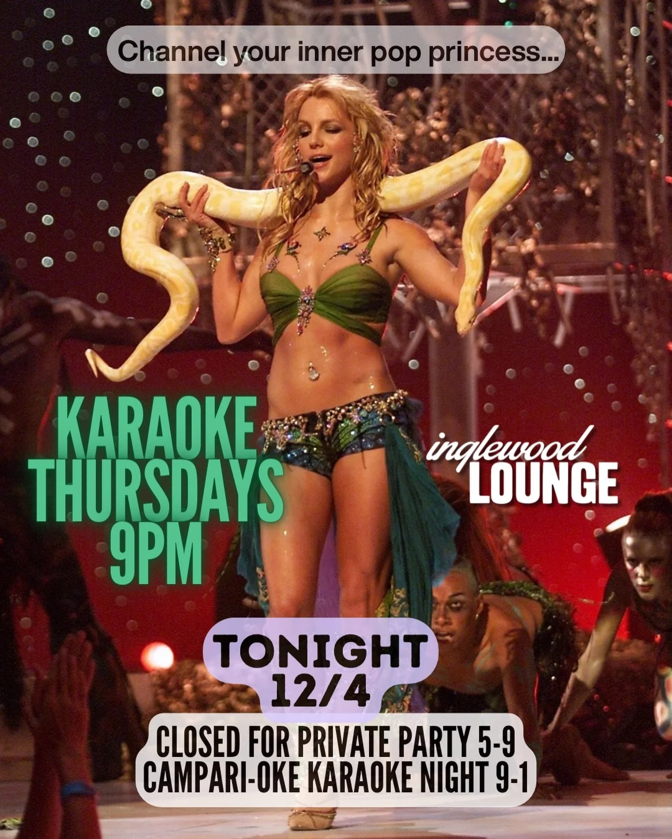 It&rsquo;s your night to slay! 🌟🎤 We open at 9PM tonight for karaoke! 💗 No snake required, but highly encouraged. 🐍 

#inglewoodlounge #karaokenight #eastnashville