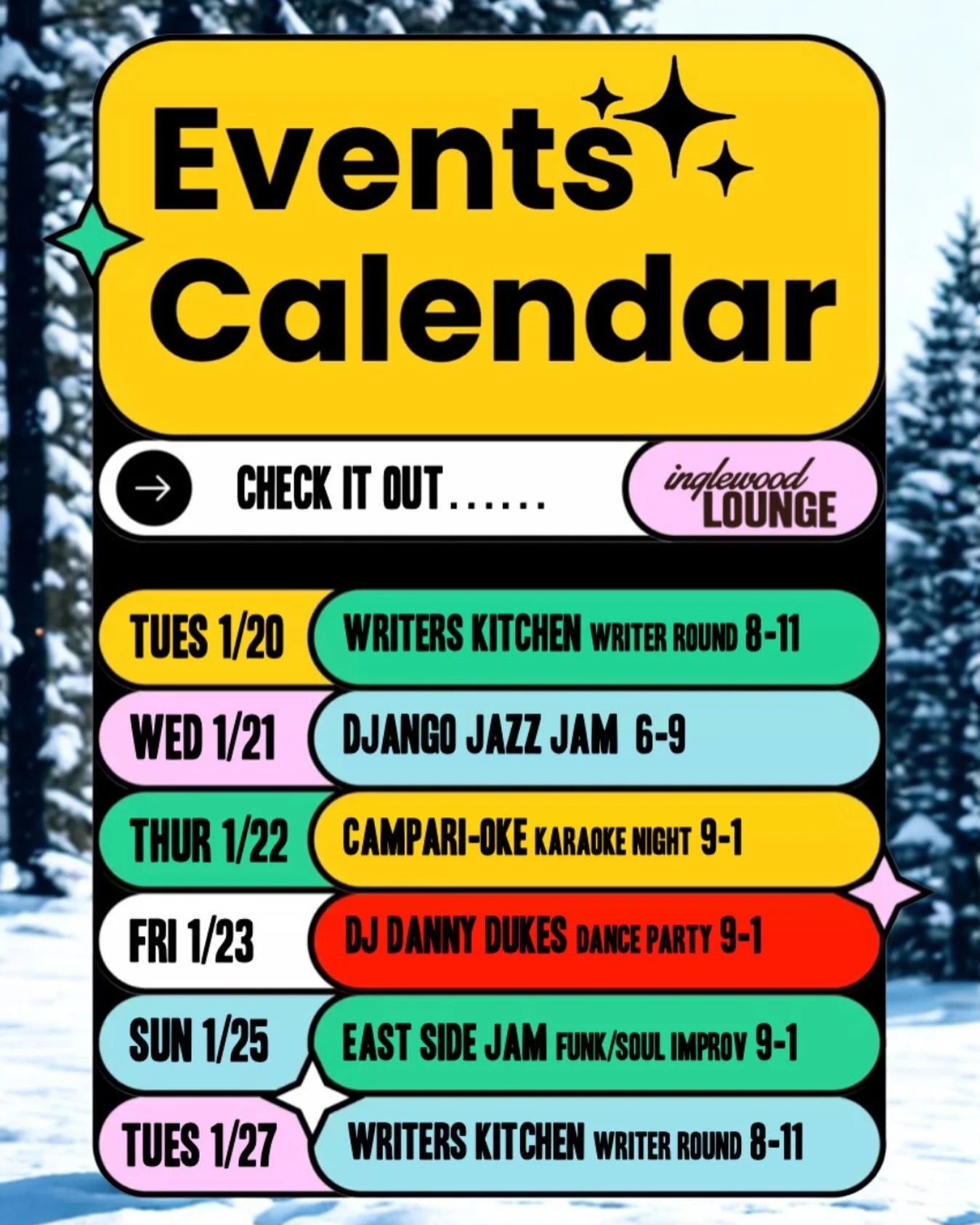 Live music will make it better. ✨🎶 
THIS WEEK at thee lounge! Come hang out. 💗
No cover! ✅ Free parking. 🅿️ 

#inglewoodlounge #eastnashville #livemusic #lounge #neighborhoodbar