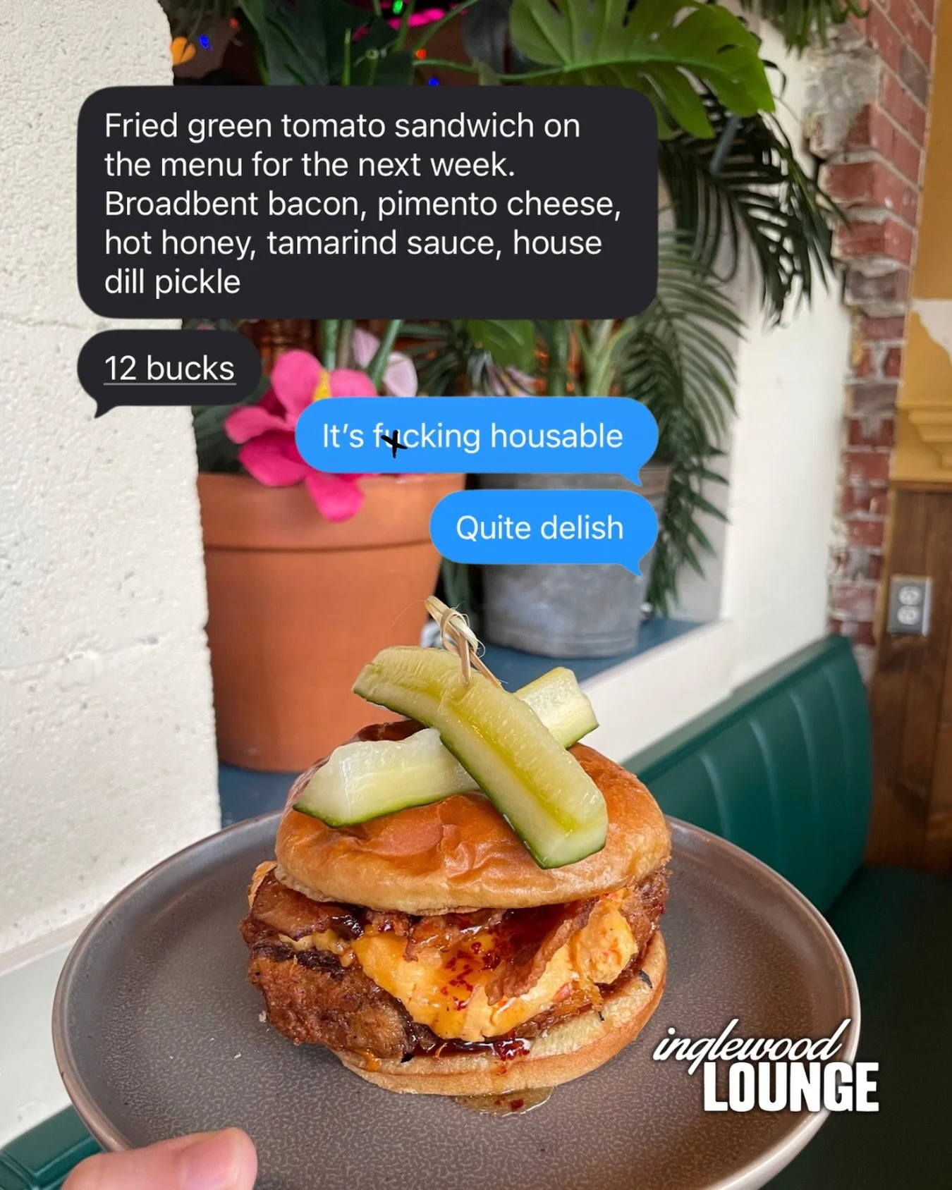 New sammy &amp; Chase&rsquo;s review is in&hellip; 🔥✅ 
Kitchen open til 1AM every night! 🙌

#inglewoodlounge #friedgreentomatoes #sandwich #kitchenopenlate #eastnashville