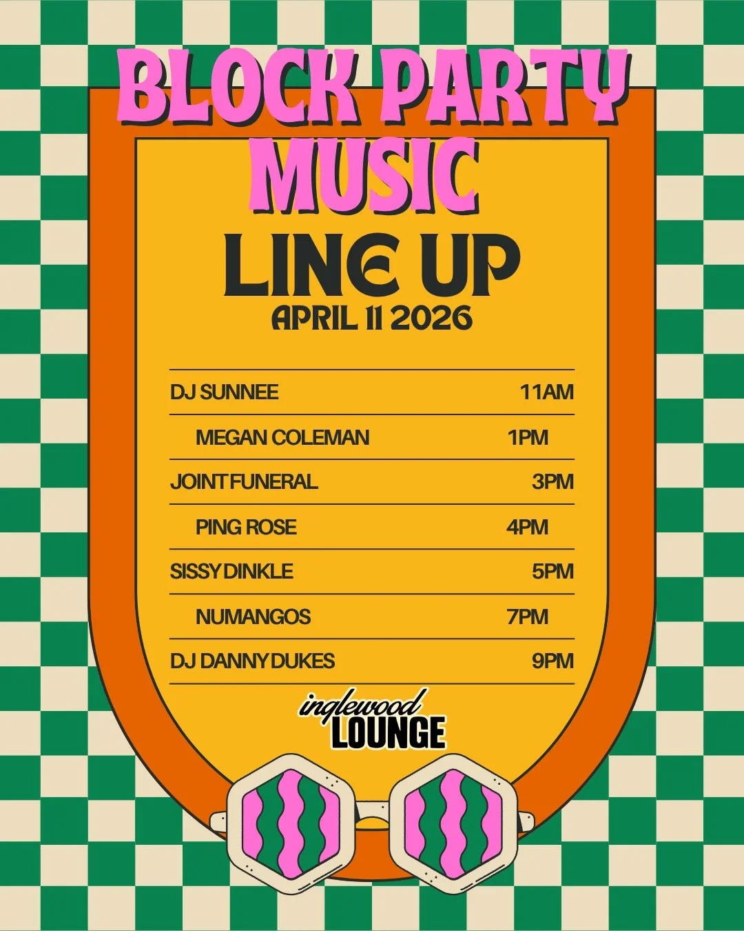 4/11 BLOCK PARTY MUSIC LINEUP!! 🔥👀 Nonstop vibes all day! 💗🙌 You don&rsquo;t want to miss this.
No cover! ✅

#inglewoodlounge #eastnashville #blockparty #springhassprung #bbq