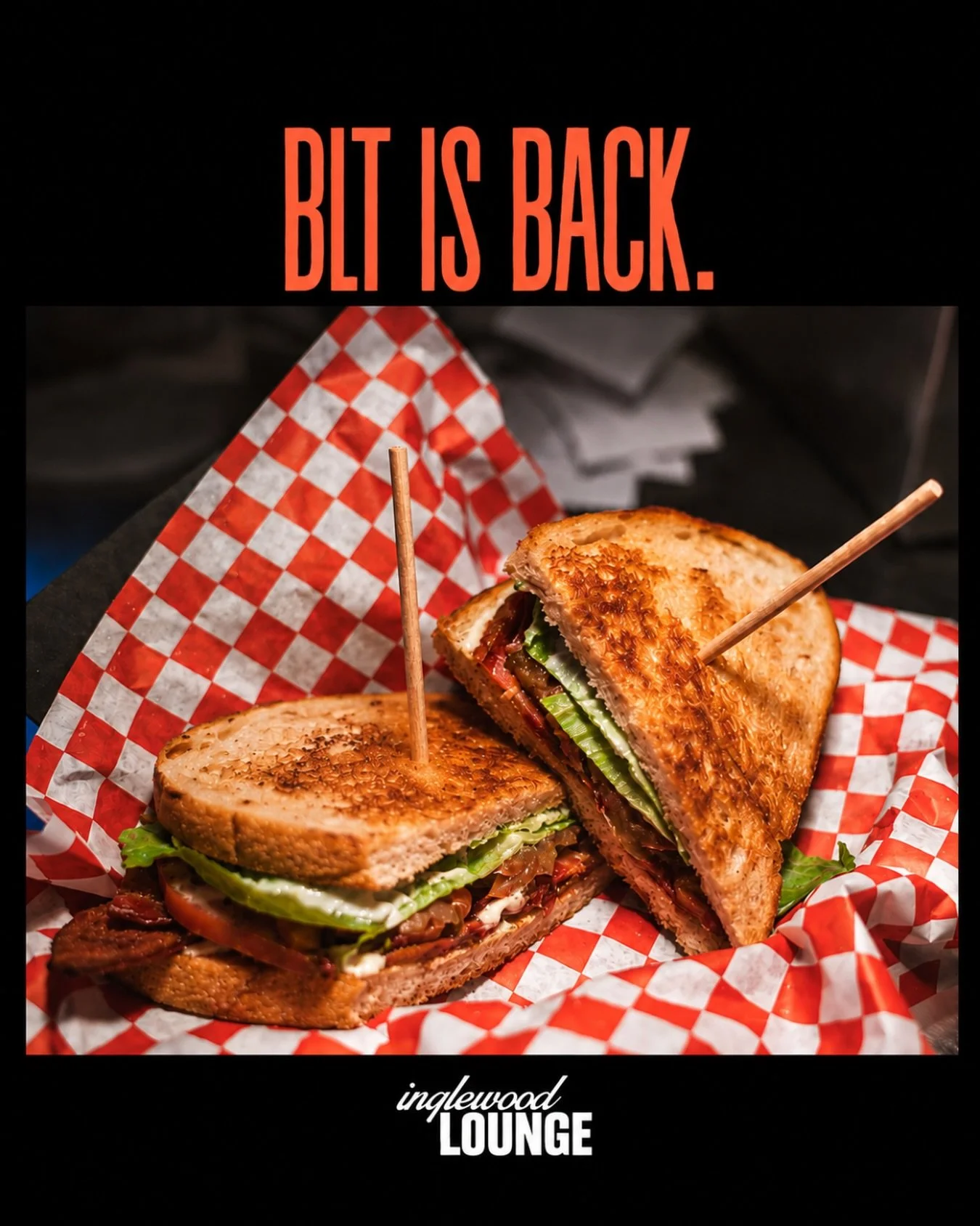 Letting all the people know, that tomatoes are back to run the show.✨BLT&rsquo;s are so back! 🥓🥬🍅 Kitchen open late.

#inglewoodlounge #blt #eastnashville #kitchenopenlate #tomatoseason
