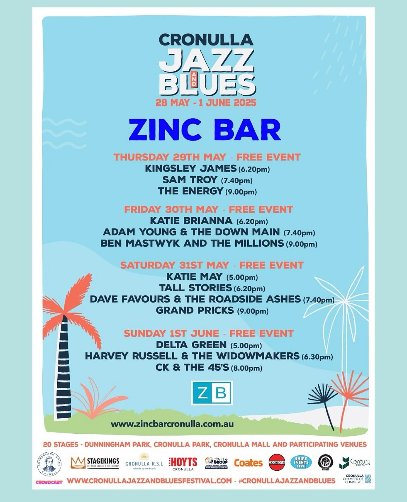 Join us for the @cronullajazzandblues festival starts this week! 

Visit the link in our profile or go to https://www.zincbarcronulla.com.au to book a table for your fav events. 

#cronullajazzandbluesfestival #jazz #cronullabeach #whatson