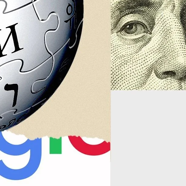 Collage featuring Wikimedia and Google logo elements 