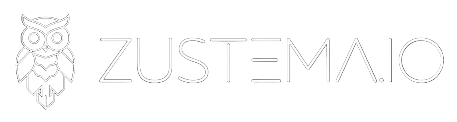 Logo of Zustem.io featuring an abstract owl design next to the text "ZUSTEM.IO" in a stylized font on a black background.