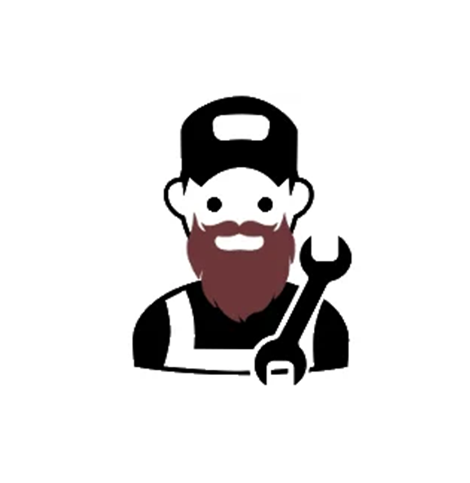 Cartoon illustration of a smiling man with a beard, wearing a baseball cap backwards, holding a wrench, representing a mechanic or handyman.