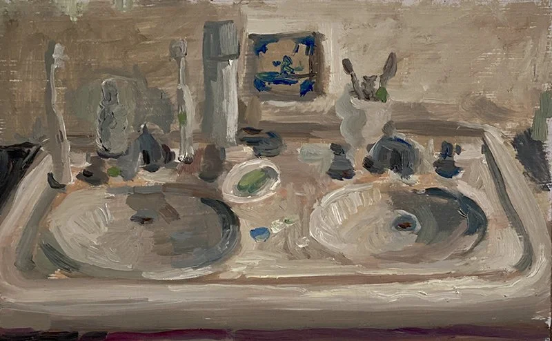 Still life of a sink, Oil on Dibond, 3x5in.jpg