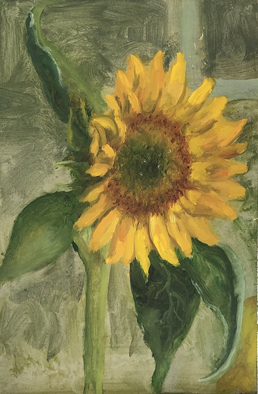 Sunflower, Oil on Dibond 3x4in.jpg
