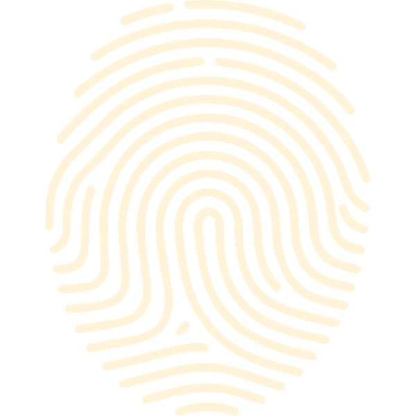 A close-up of a white fingerprint on a black background.