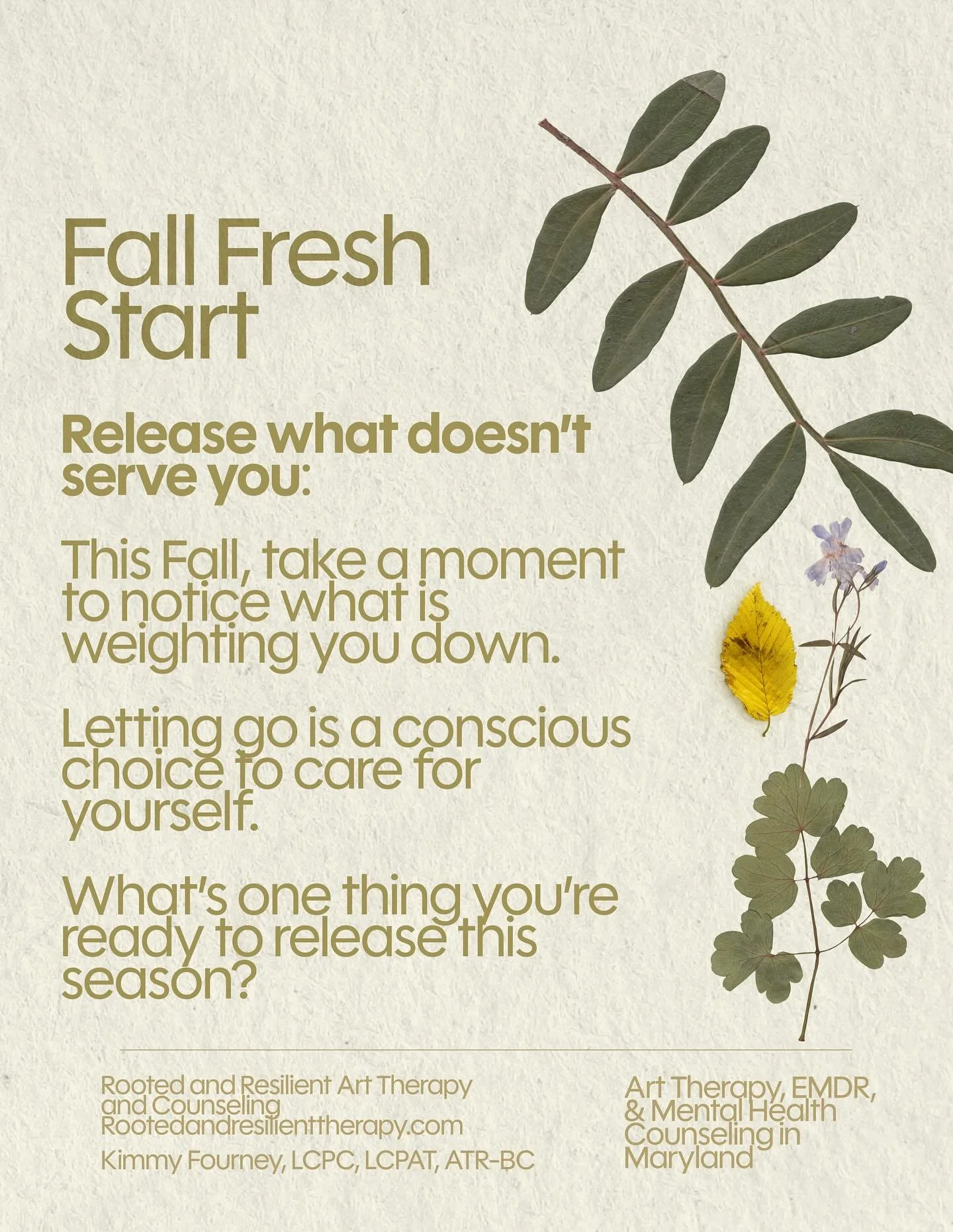Some habits, thoughts, or patterns drain your energy. This fall, focus on letting go.

If you&rsquo;re ready to explore and unlearn patterns in therapy, click the link in my bio to schedule a free consultation call to get started! 

#arttherapist #ma