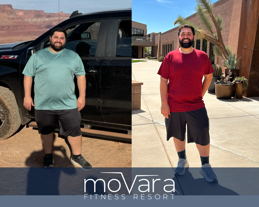 Before and after body transformation from Utah wellness retreat
