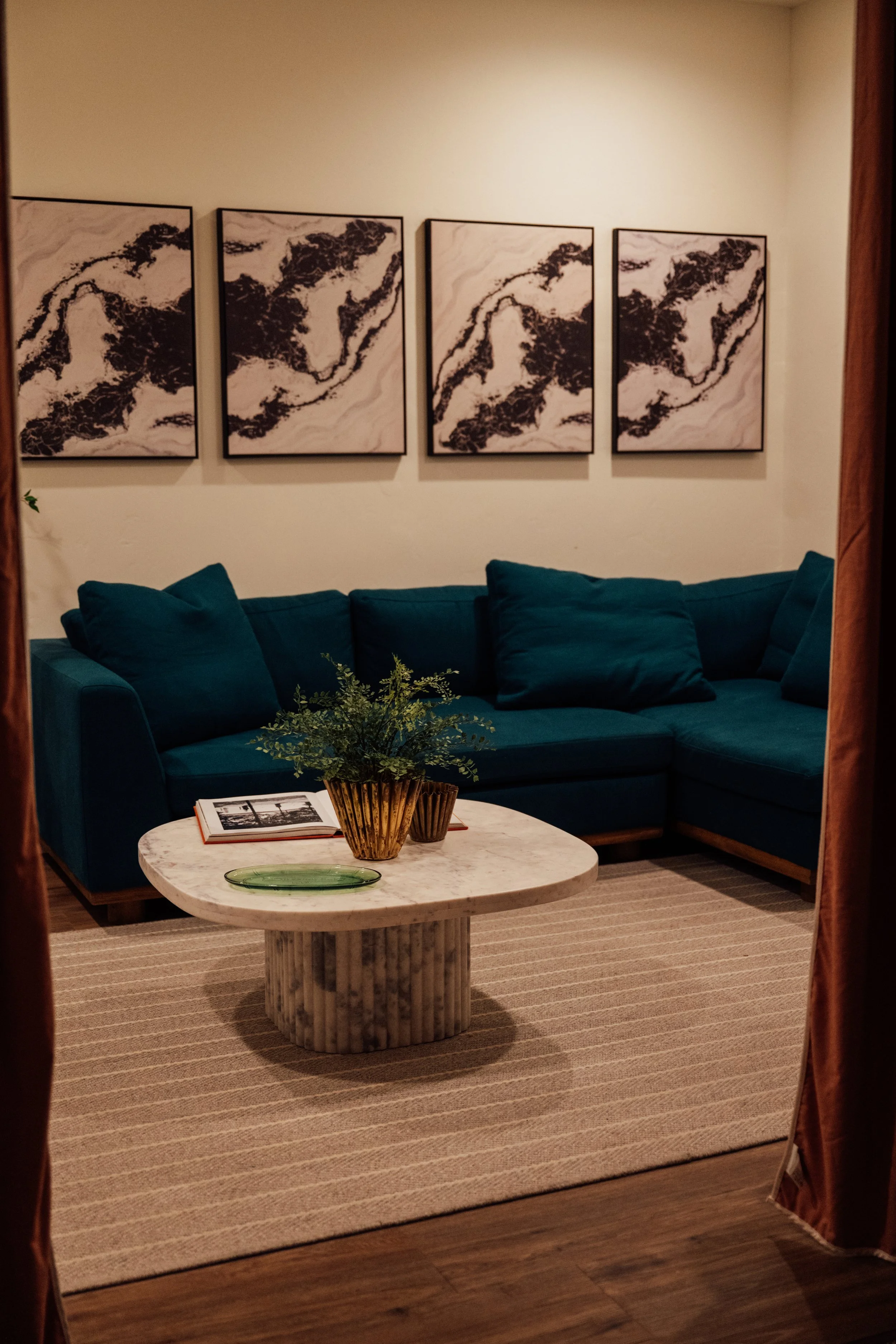 movara's styled spa zen room, waiting area