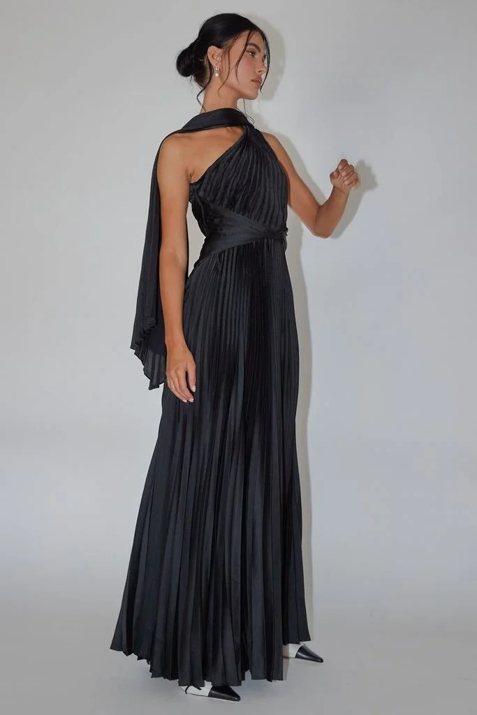 Laxmi Accordion Pleat Maxi Dress Black.jpeg