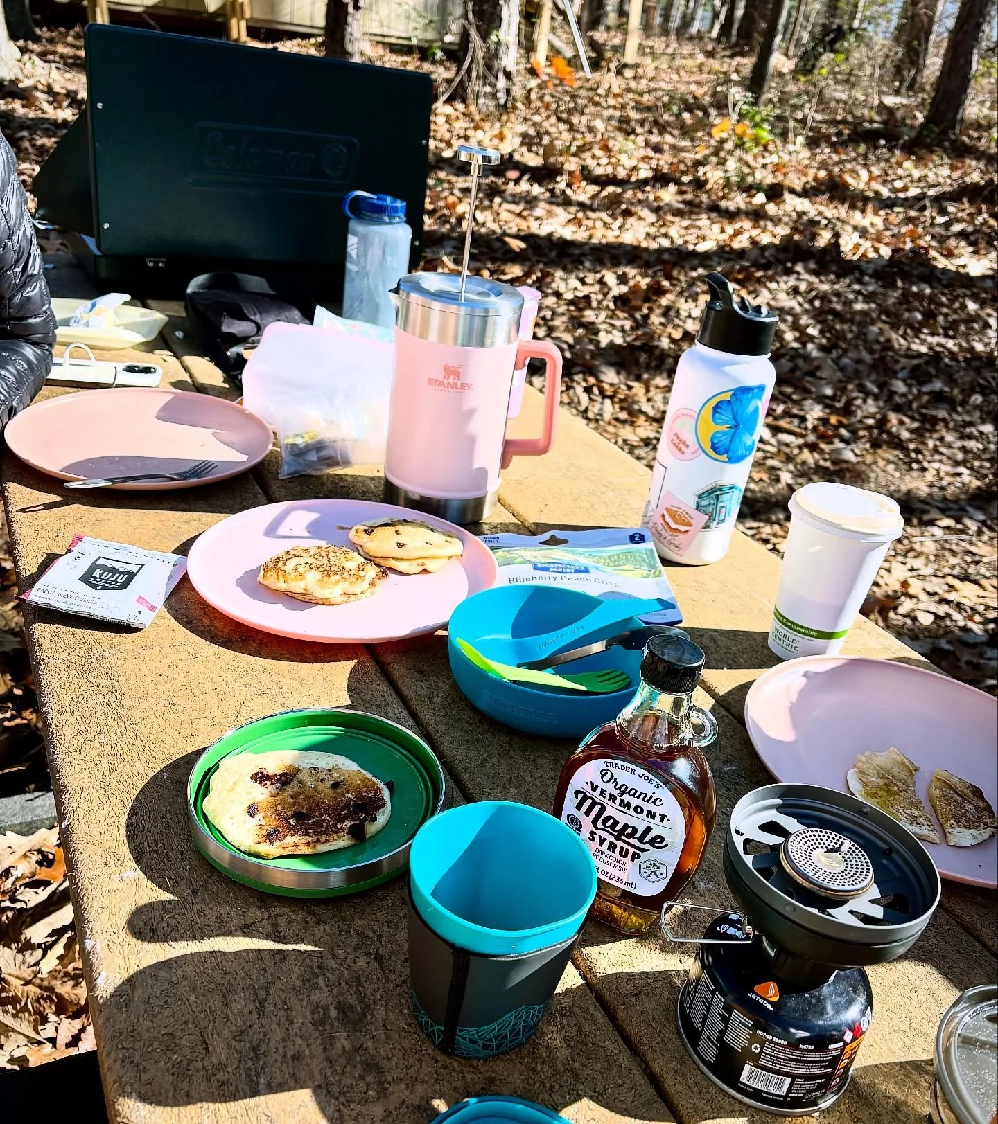 Food just tastes better outside. And in the winter there are fewer bugs to contend with (I do not prefer ants in my pancake syrup).

What&rsquo;s your favorite cold weather snack?  Hot choccy?  Vegan crockpot chili?  Fire cider? (If ya nasty) ((and I
