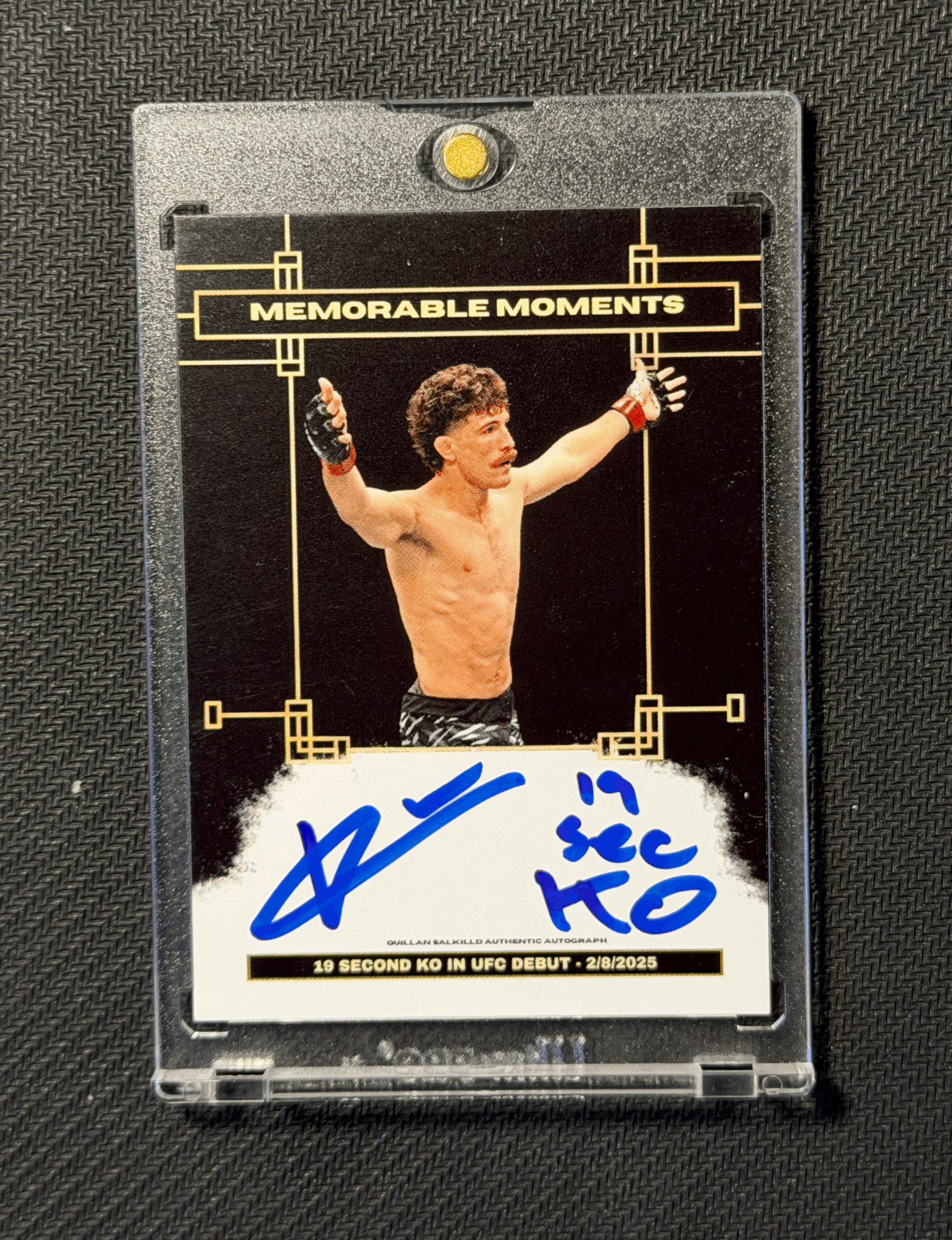 QUILLAN SALKILLD "19 SEC KO" INSCRIBED AUTOGRAPHED CARD